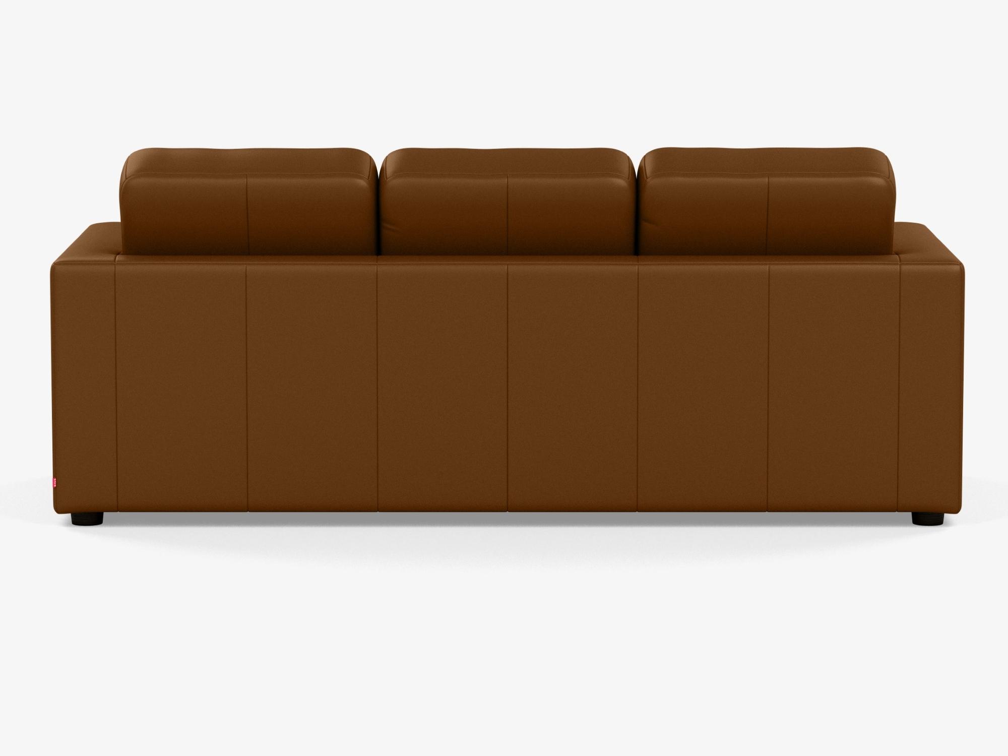 Back view of the Solo sofa bed in brown leather