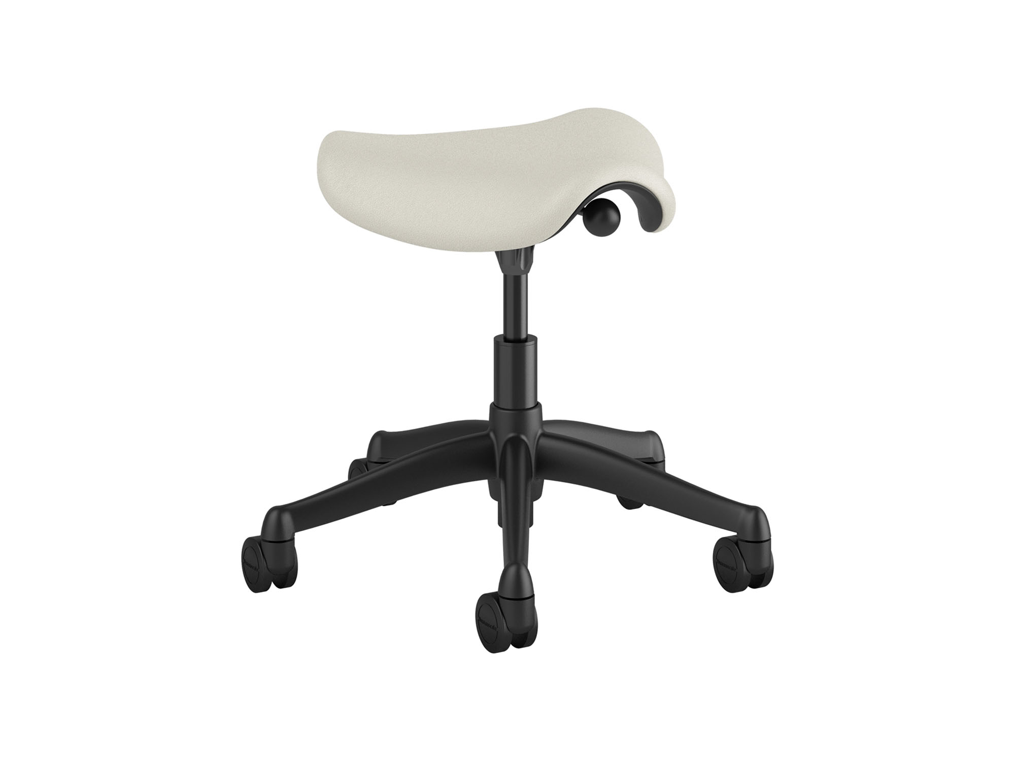 White saddle stool angle view