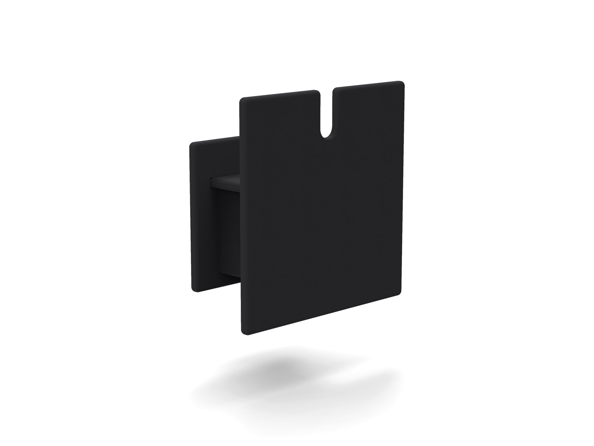 Front angle view of black square hose reel