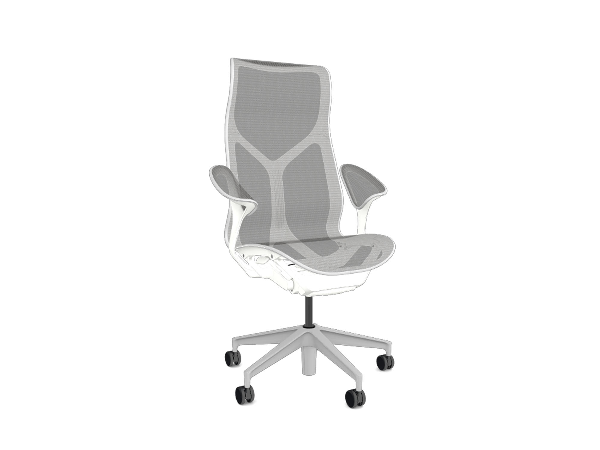 High back leaf arms studio white cosm ergonomic office chair front view