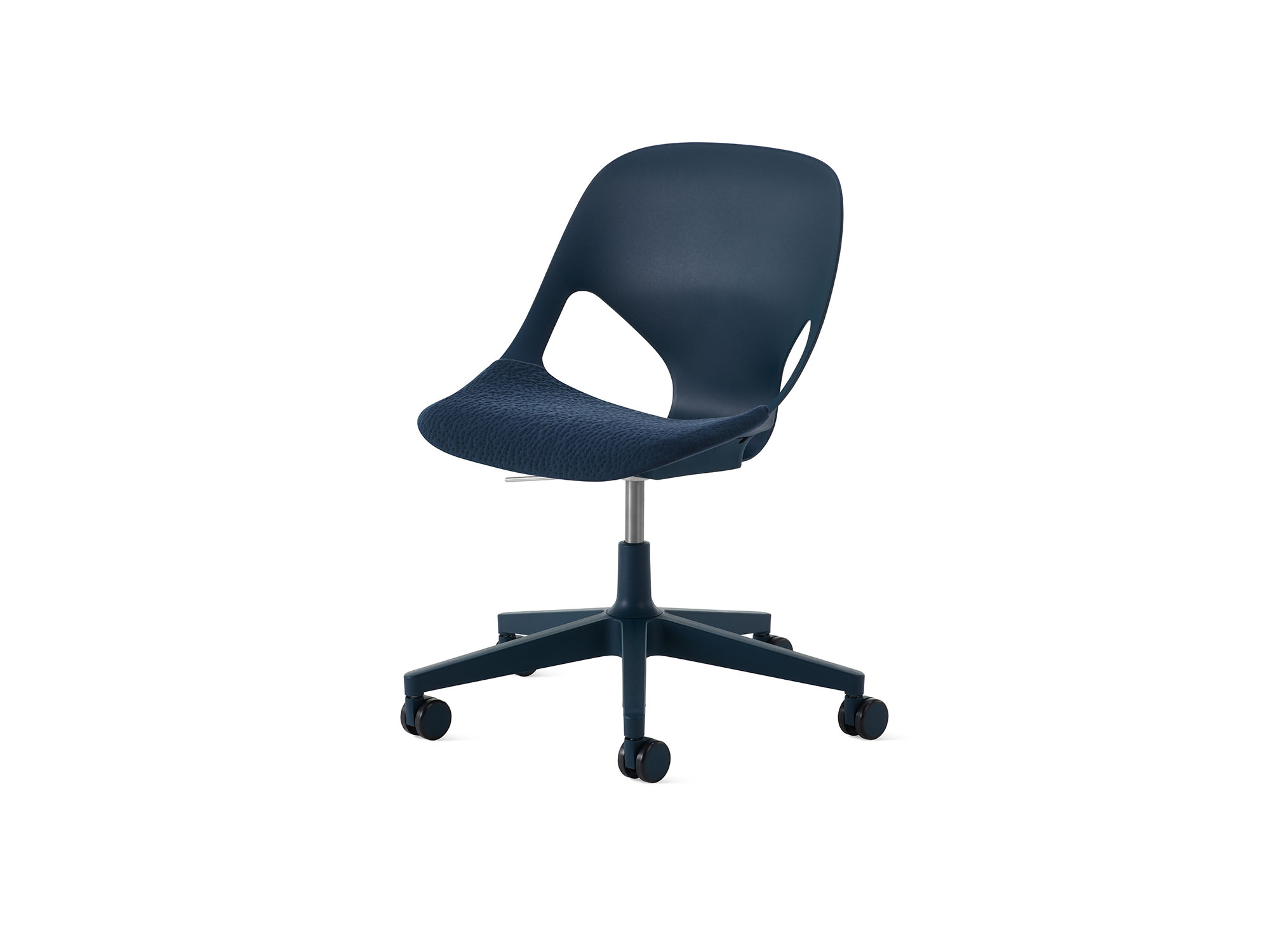 Front angle view of Nightfall Zeph Side Chair with nightfall cushion