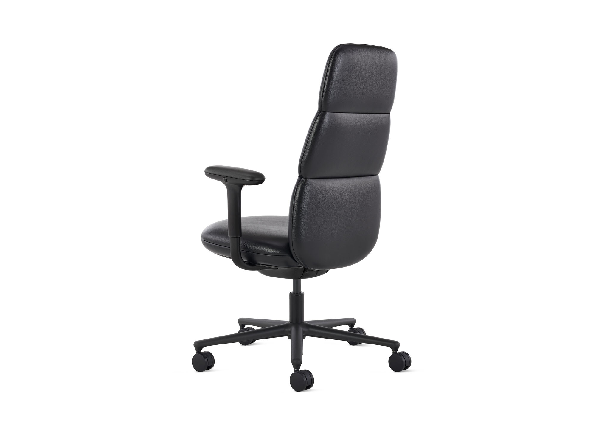 Black herman miller high back asari leather desk chair back view