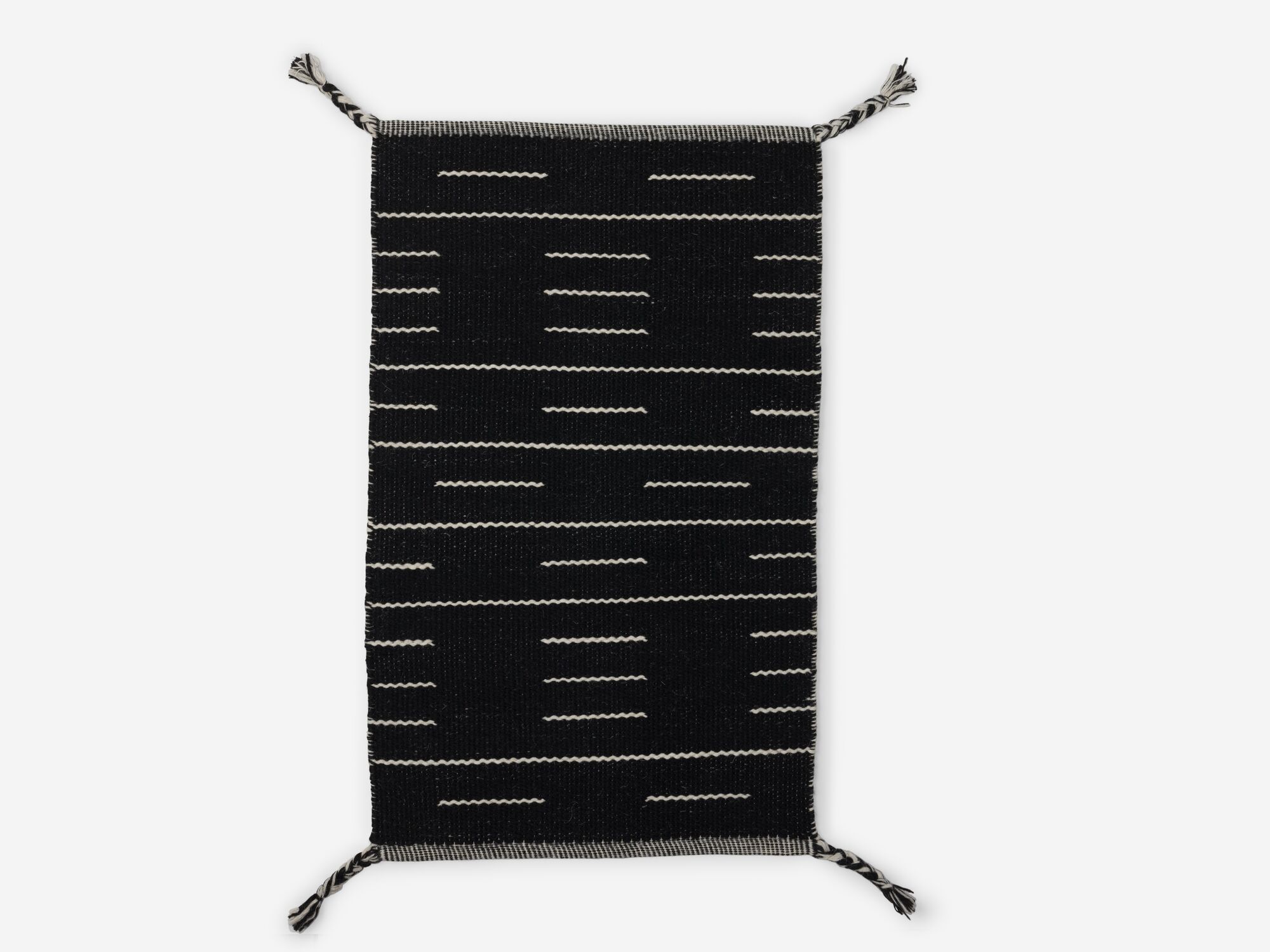 Top view of black and white modern rug