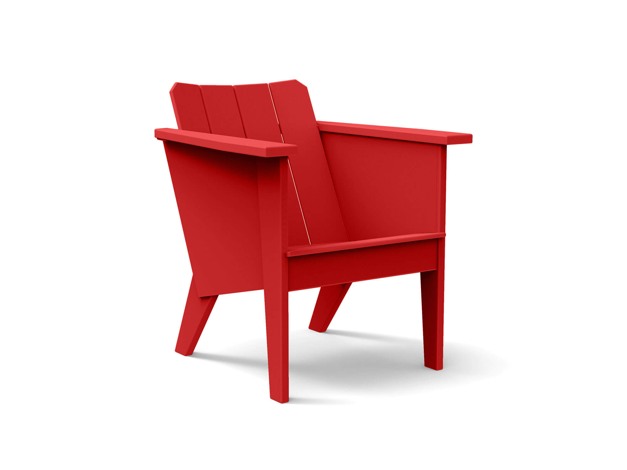 Vue de face de chaise longue extérieure rouge
