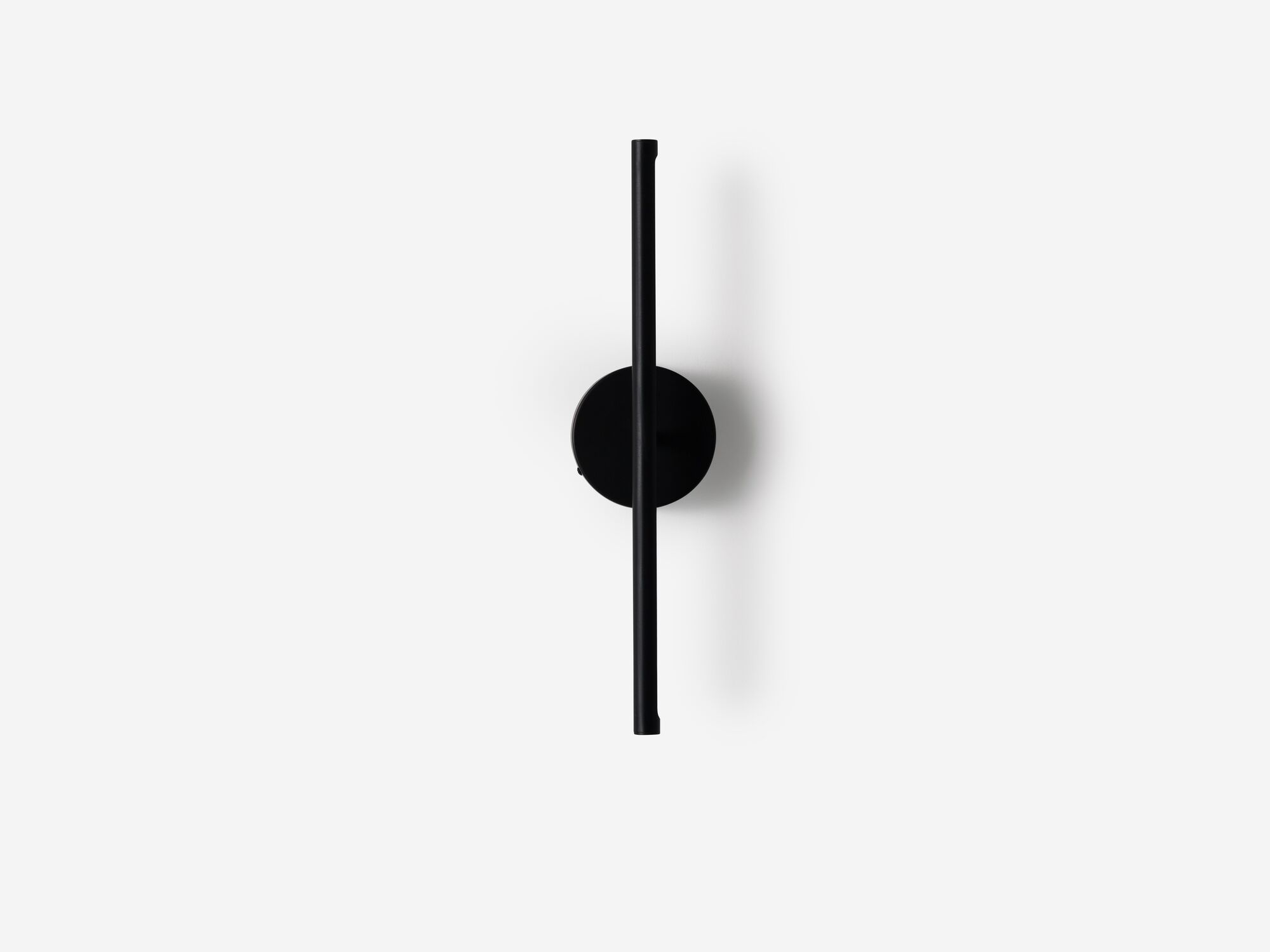 Front view of vertical black slim wall lamp