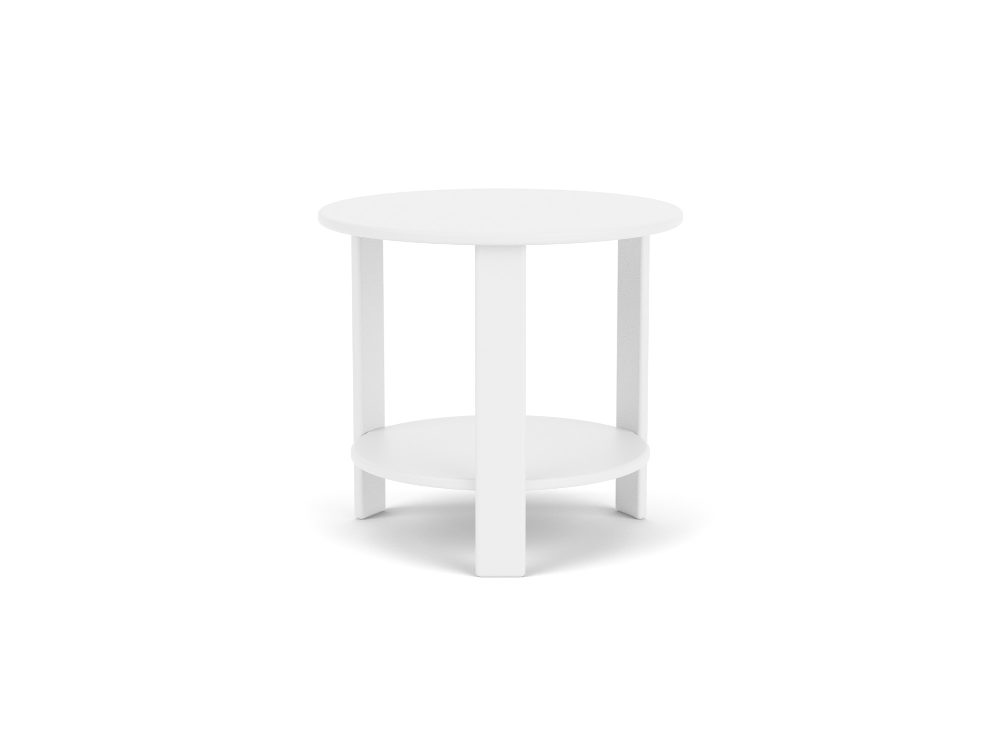 Front view of outdoor End Table in white recycled plastic