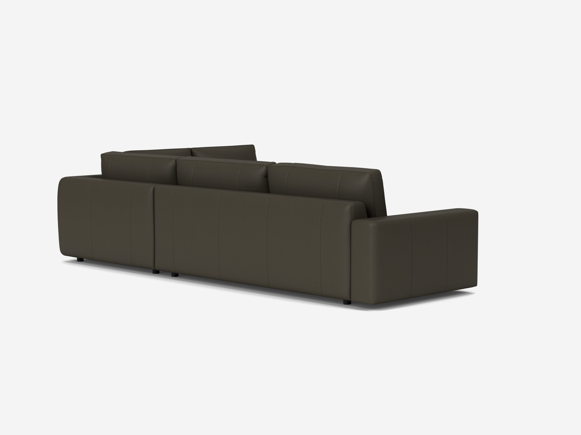 Angled back view of the Cello modular sofa in grey leather right hand facing