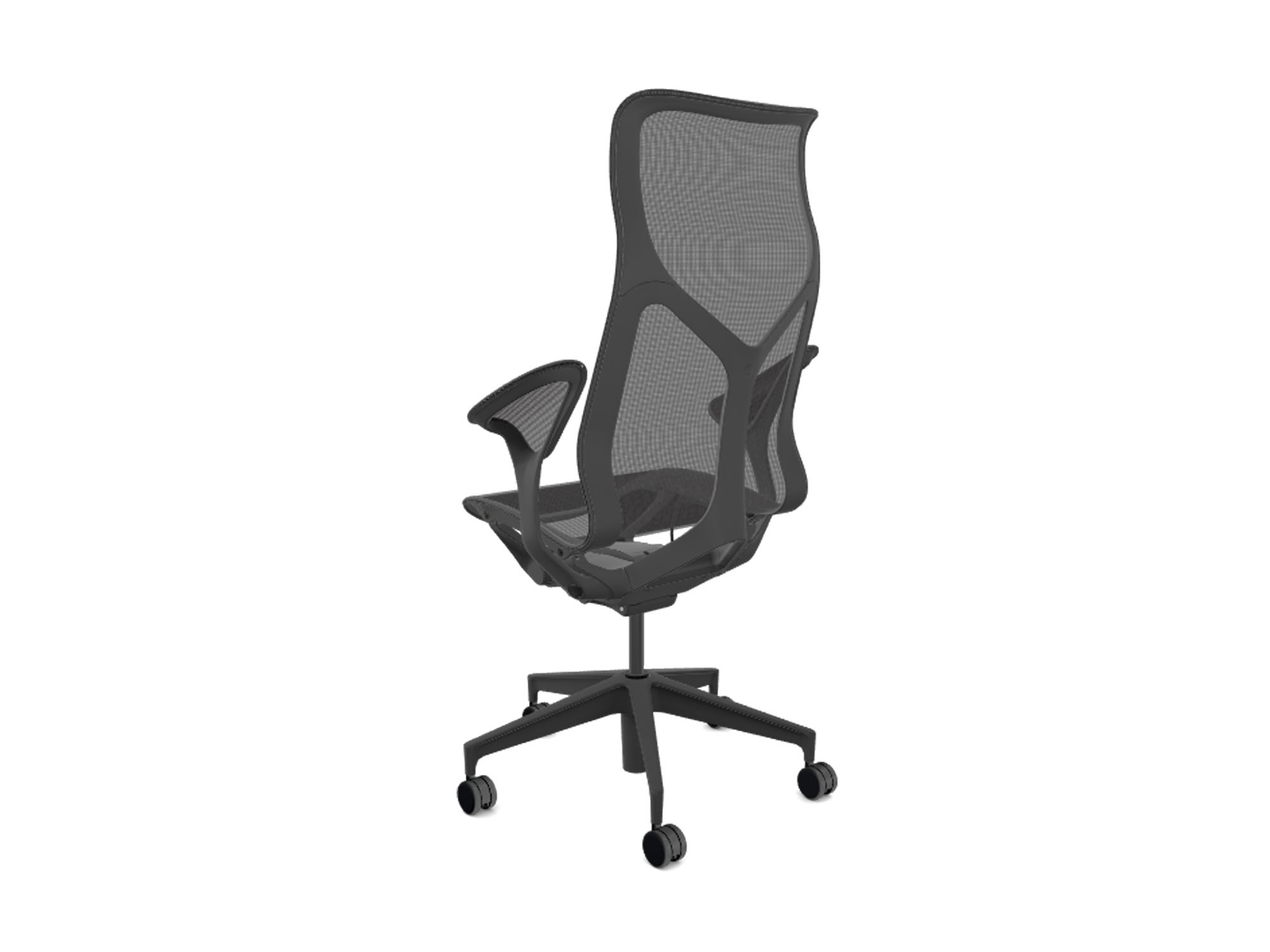 High back leaf arms graphite cosm ergonomic office chair back view