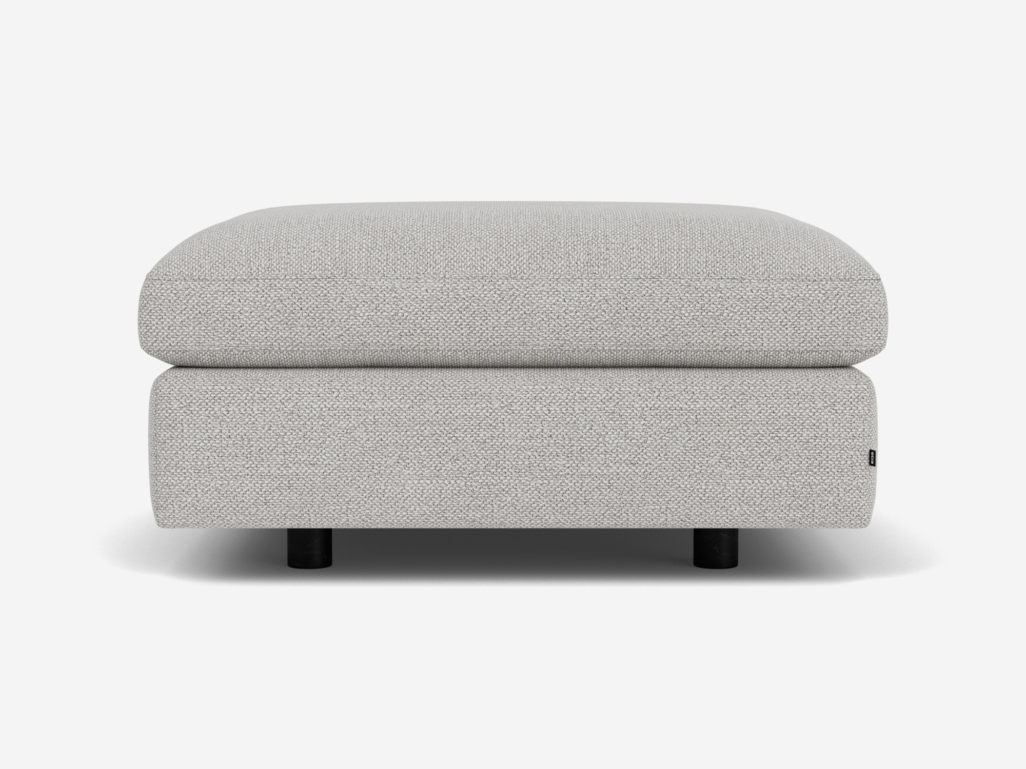 Right side view of square grey ottoman