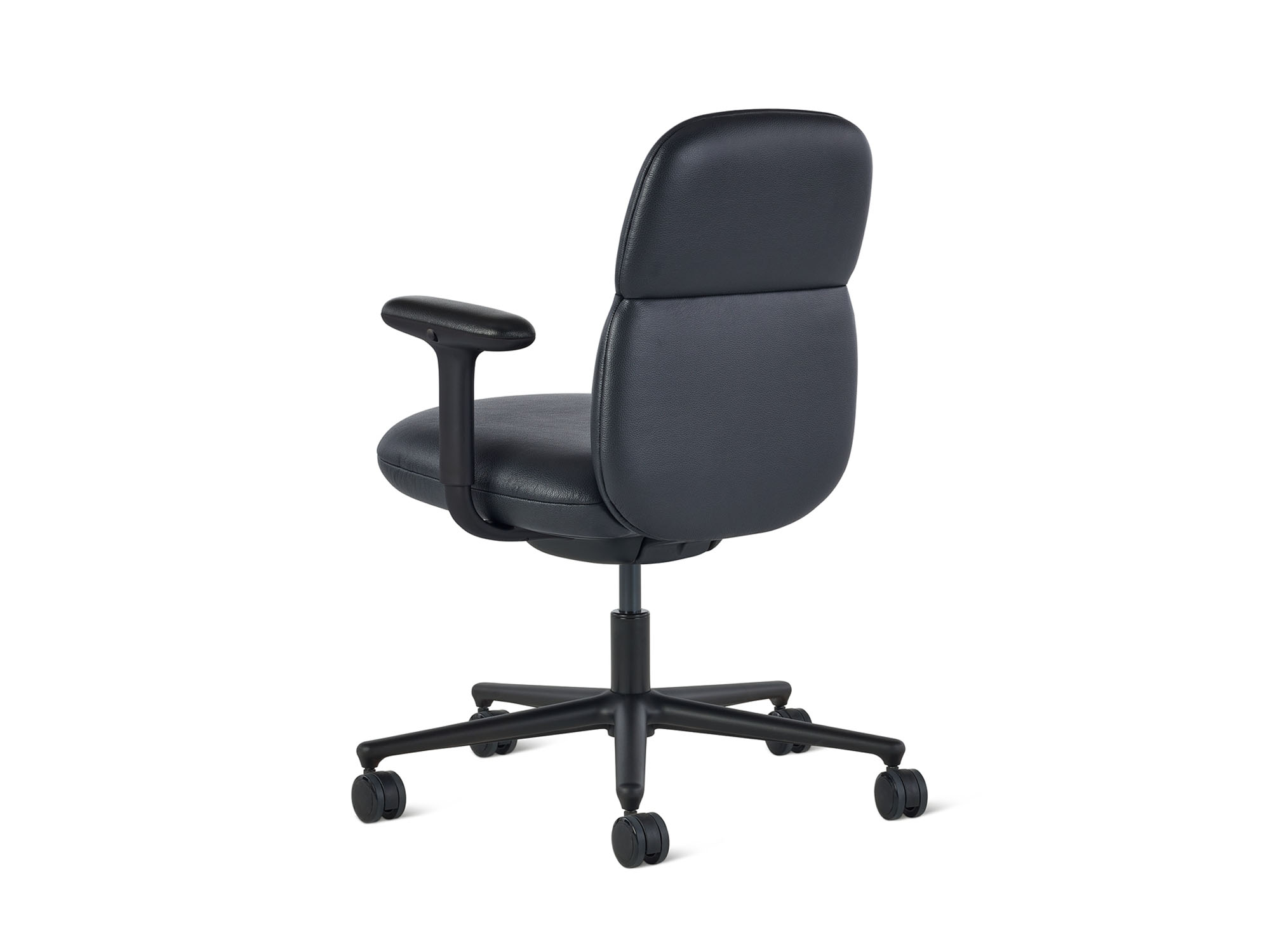 Black herman miller asari leather desk chair back view