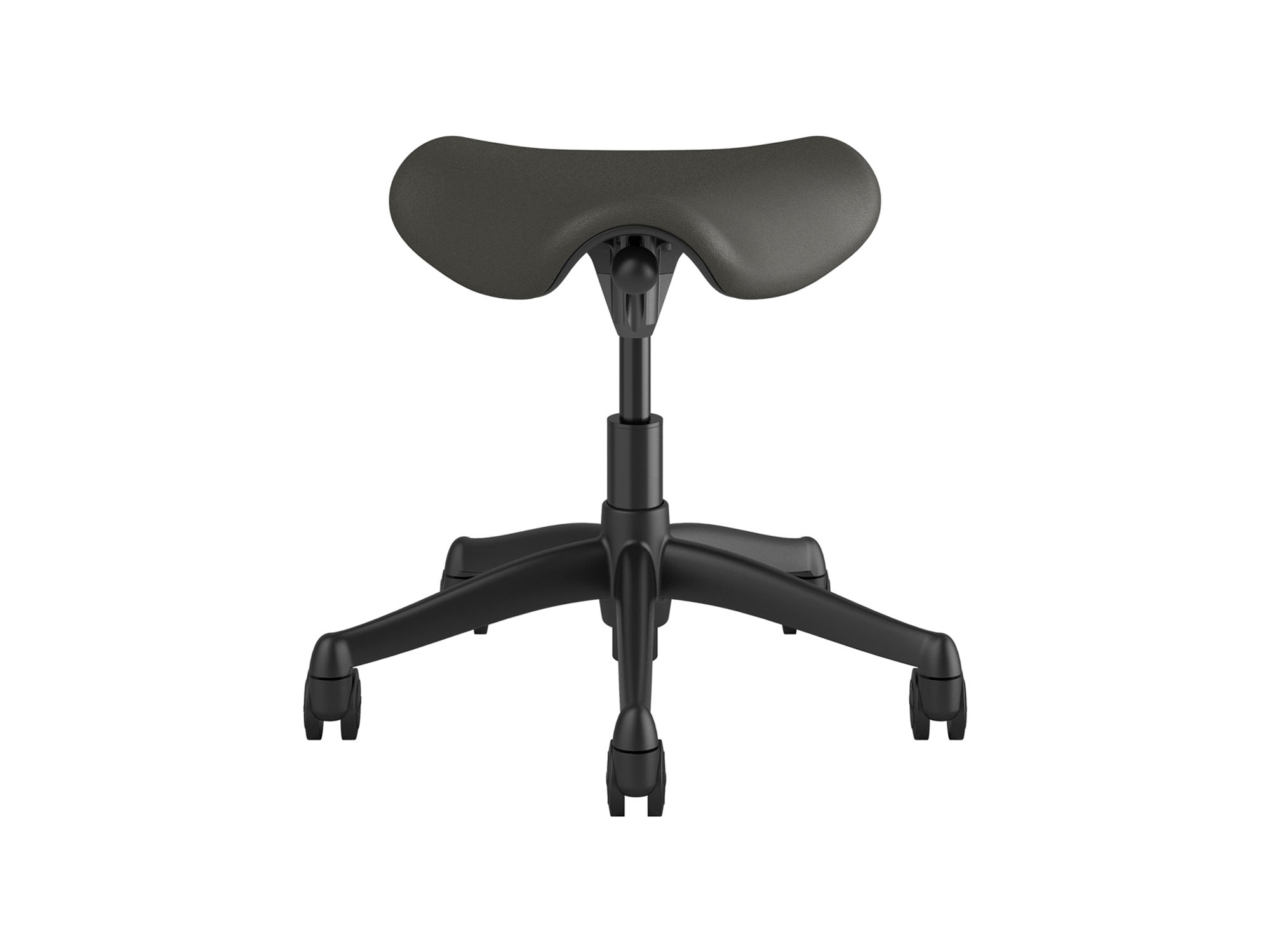 Grey saddle stool front view