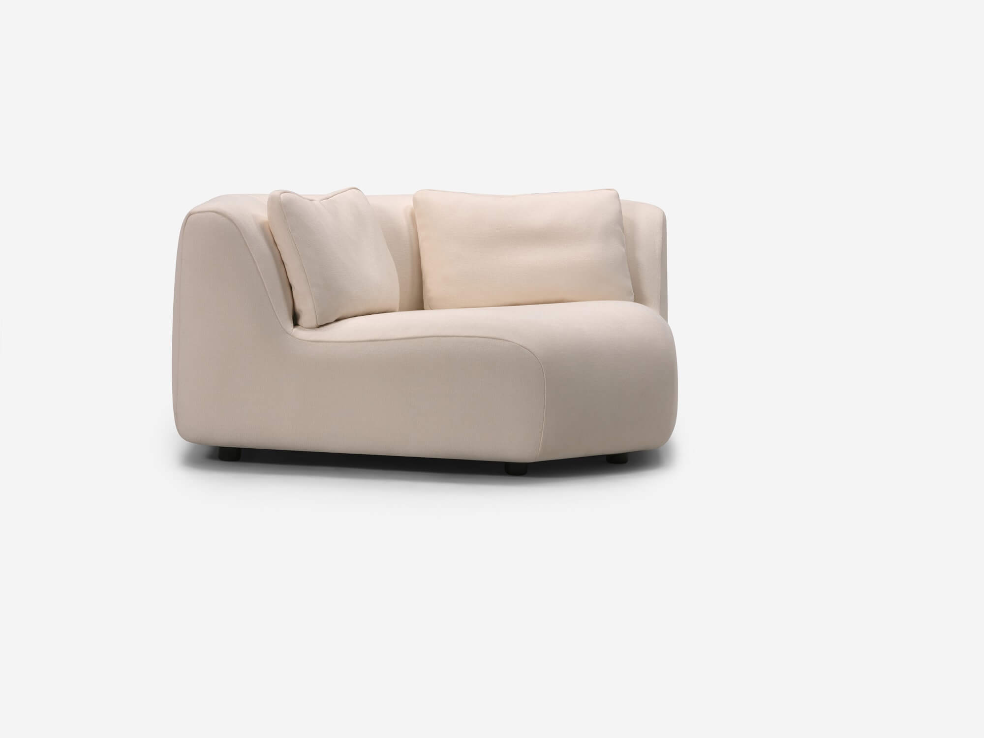 Beige rounded corner chair front angle view