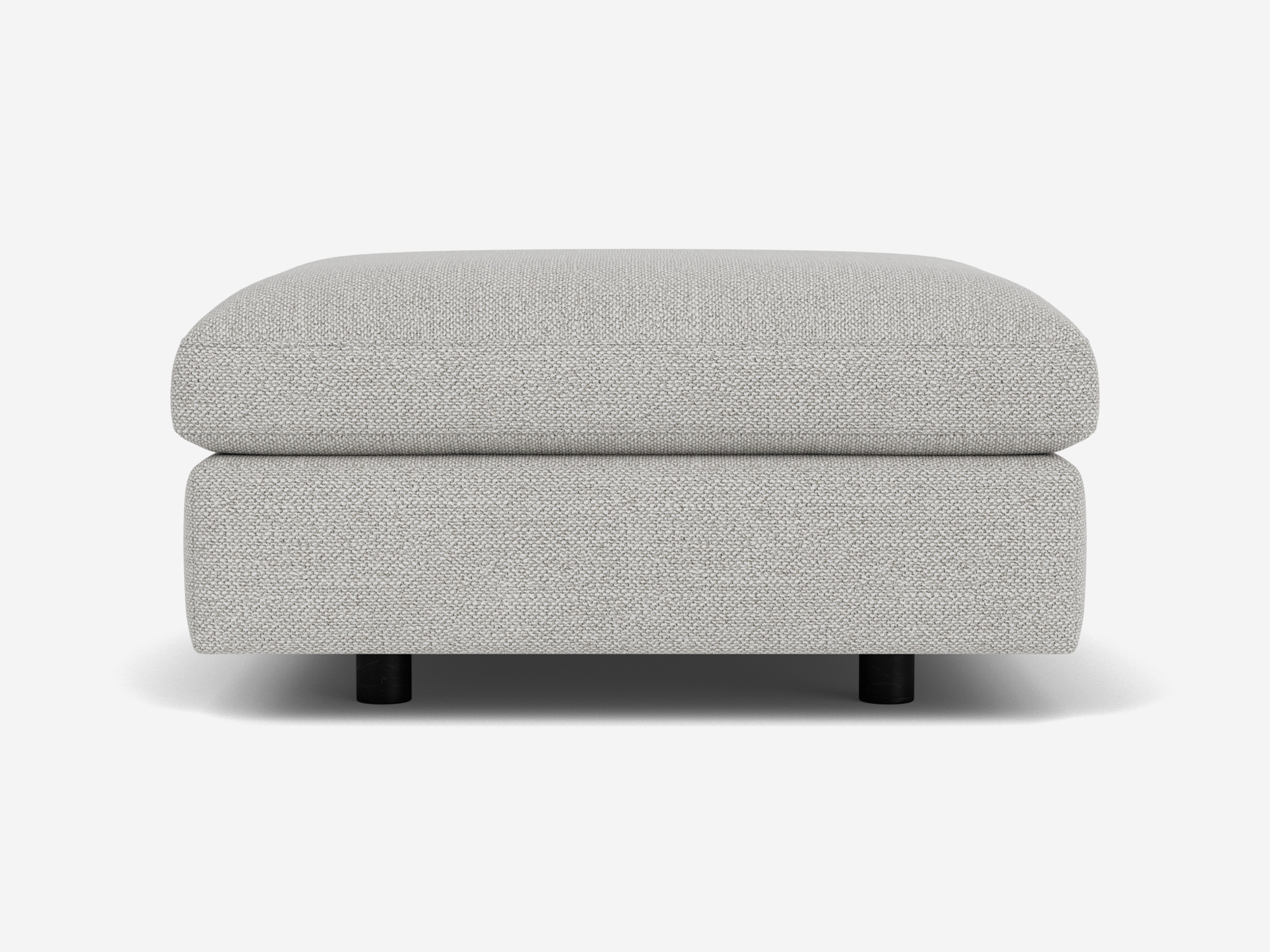 Left side view of square grey ottoman
