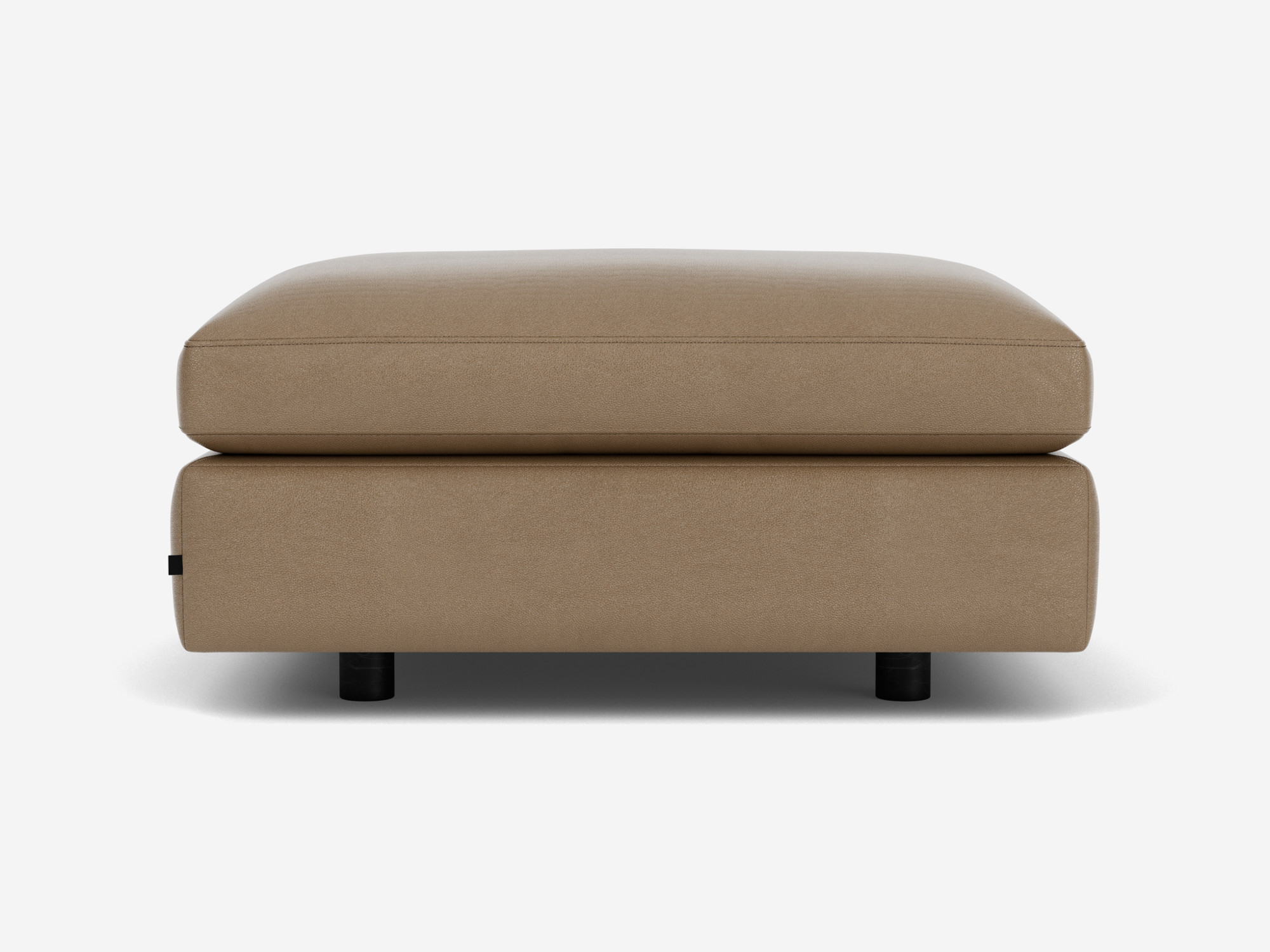 Square brown leather ottoman back view
