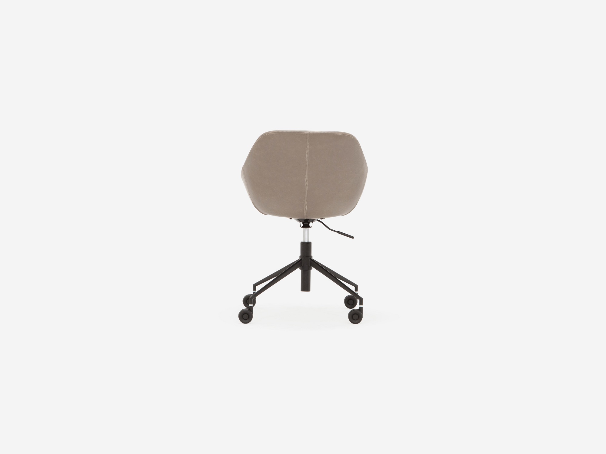 Back view of the modern office chair in grey leather