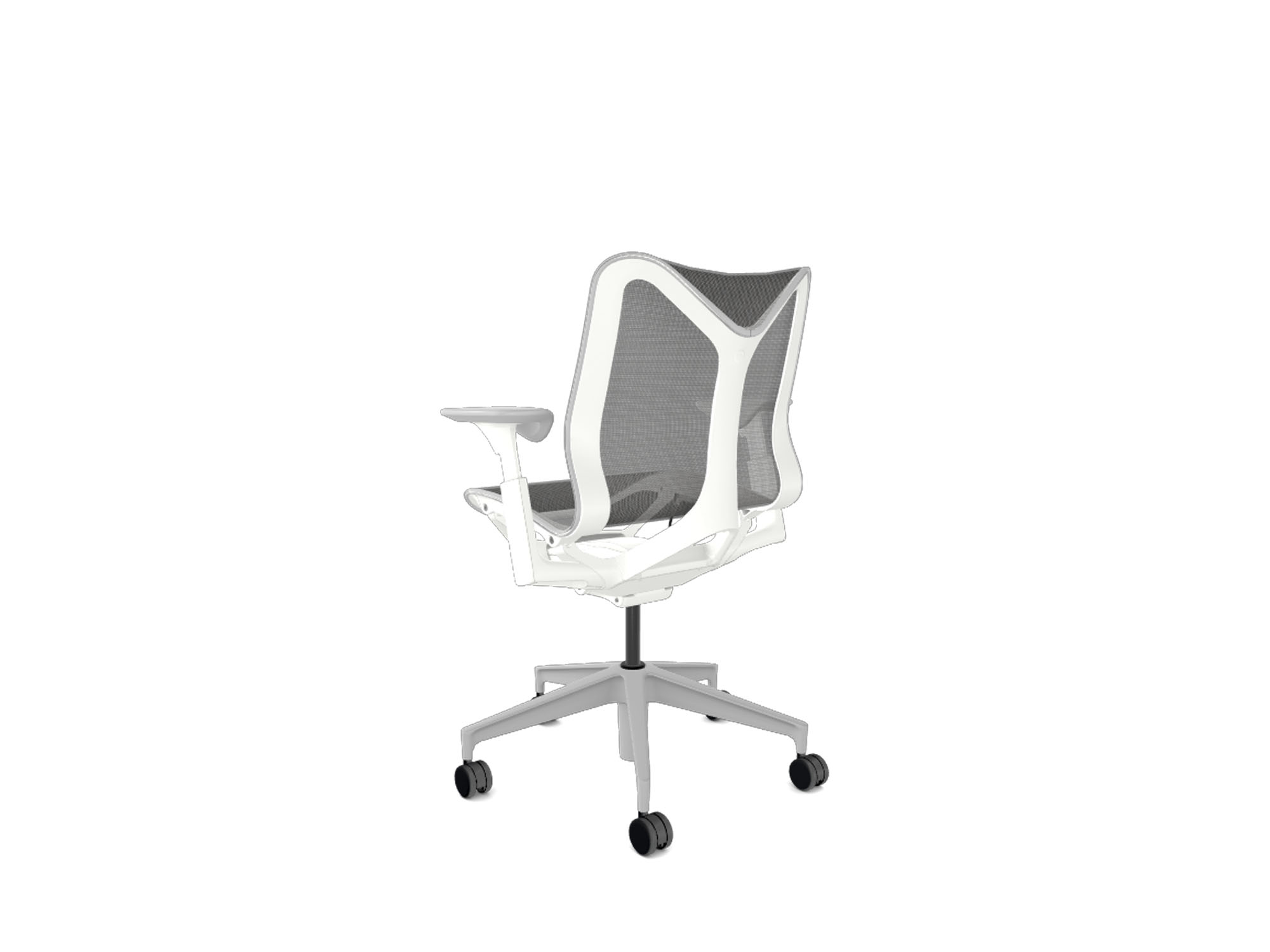 Low back adjustable arms white cosm ergonomic office chair back view