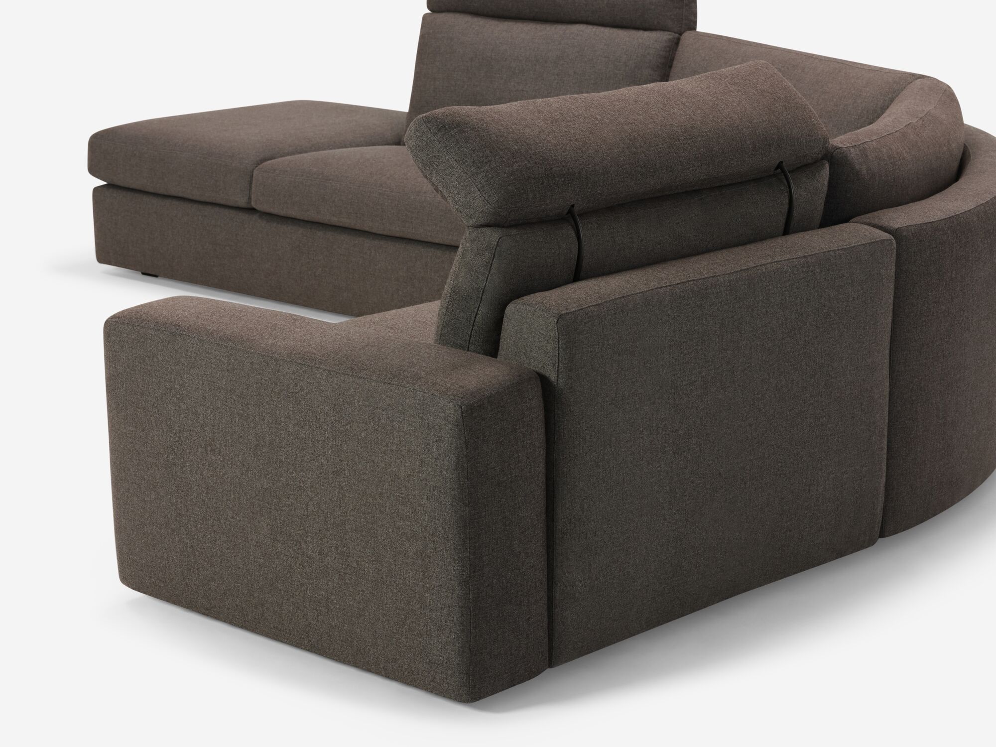 Charcoal reclining sectional back detail view