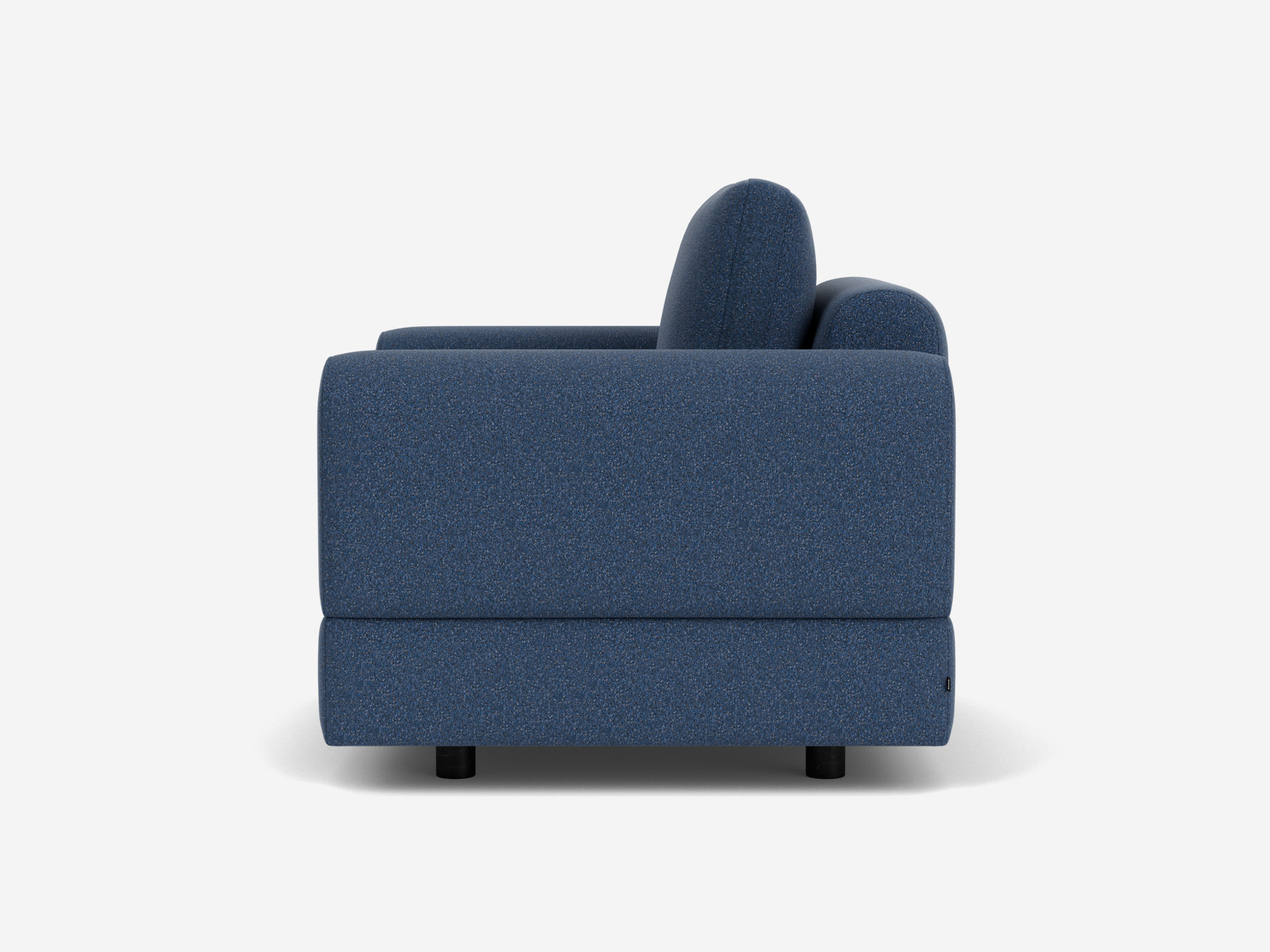 Right side view of blue armchair