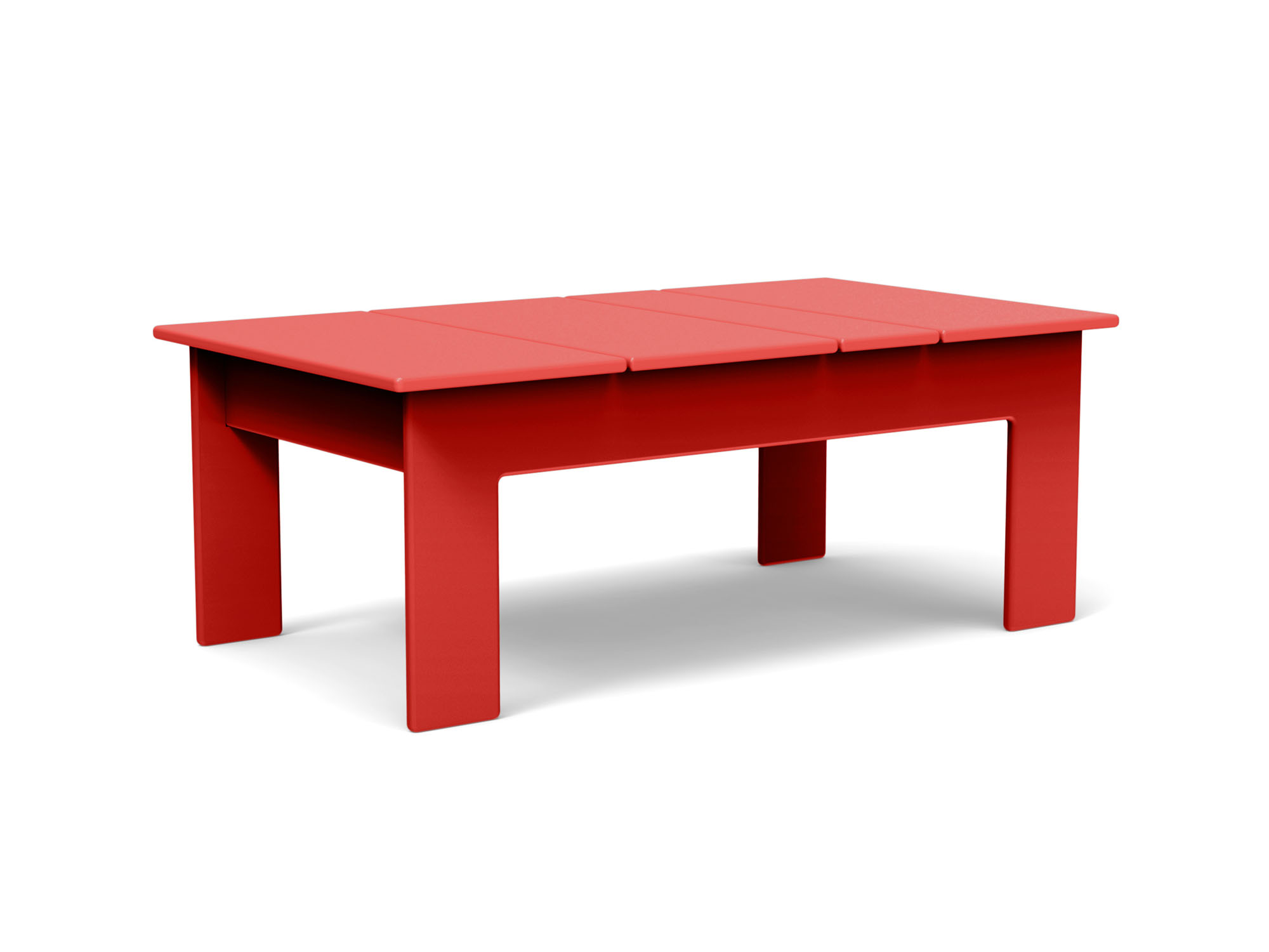 Front view of red outdoor coffee table