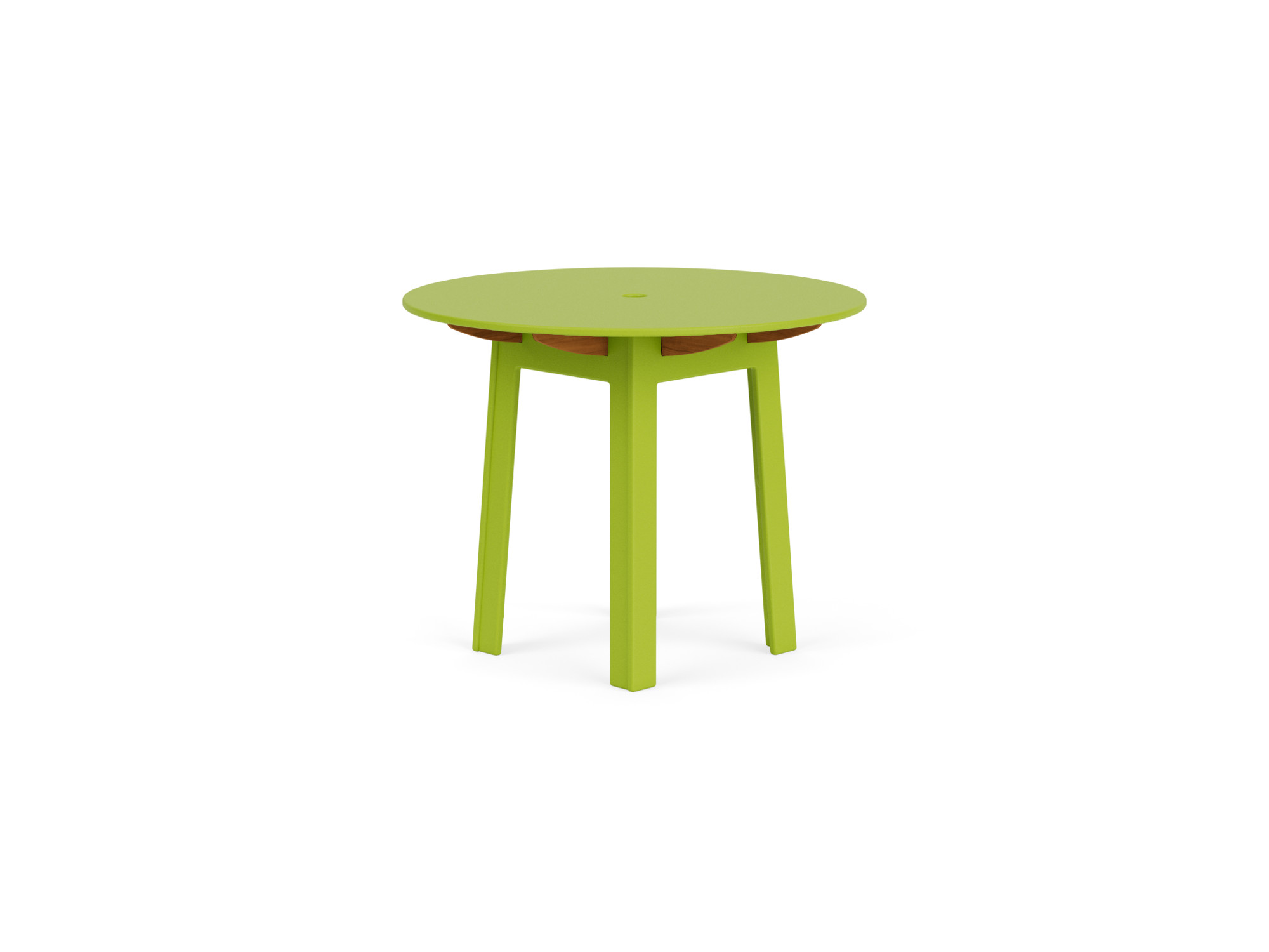 Front view of patio dinette table in green recycled plastic