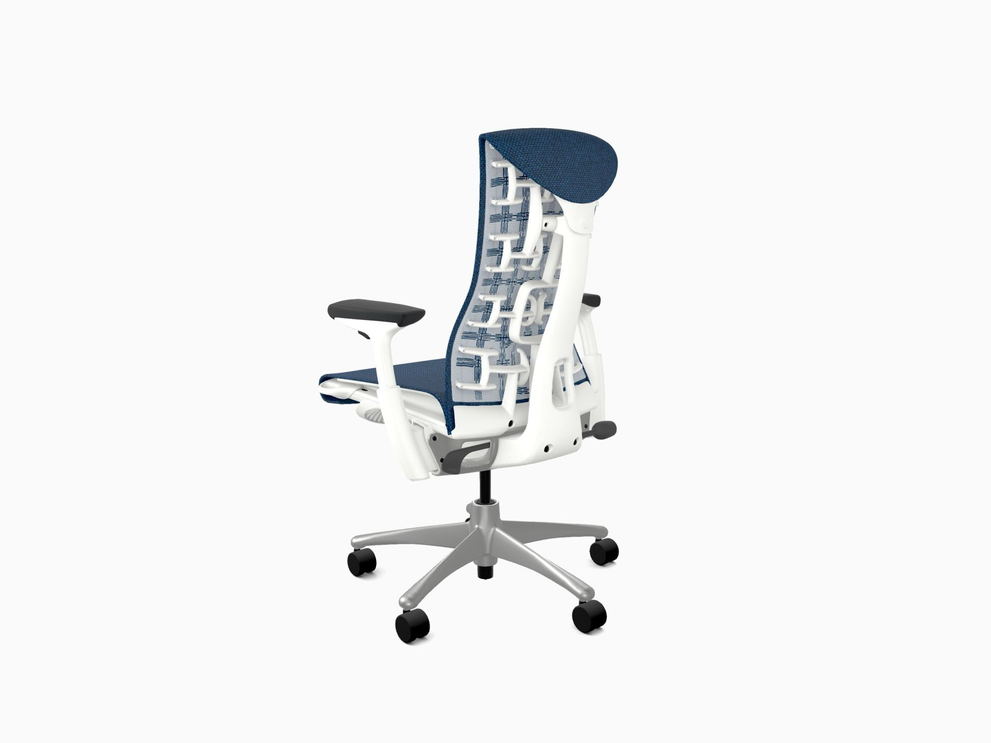 Back angle view of Embody office chair in Medley Blue Grotto