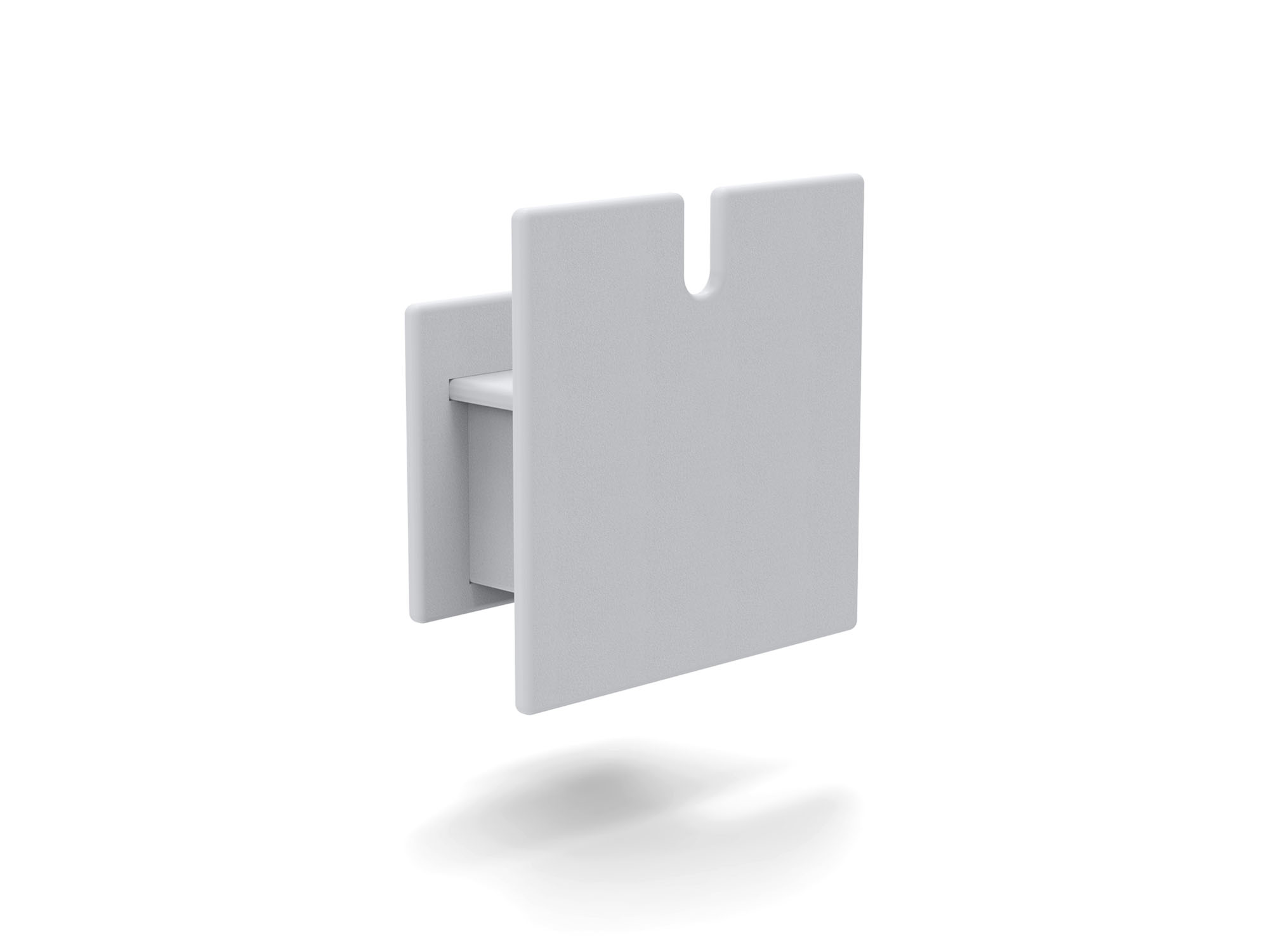 Front angle view of light grey square hose reel