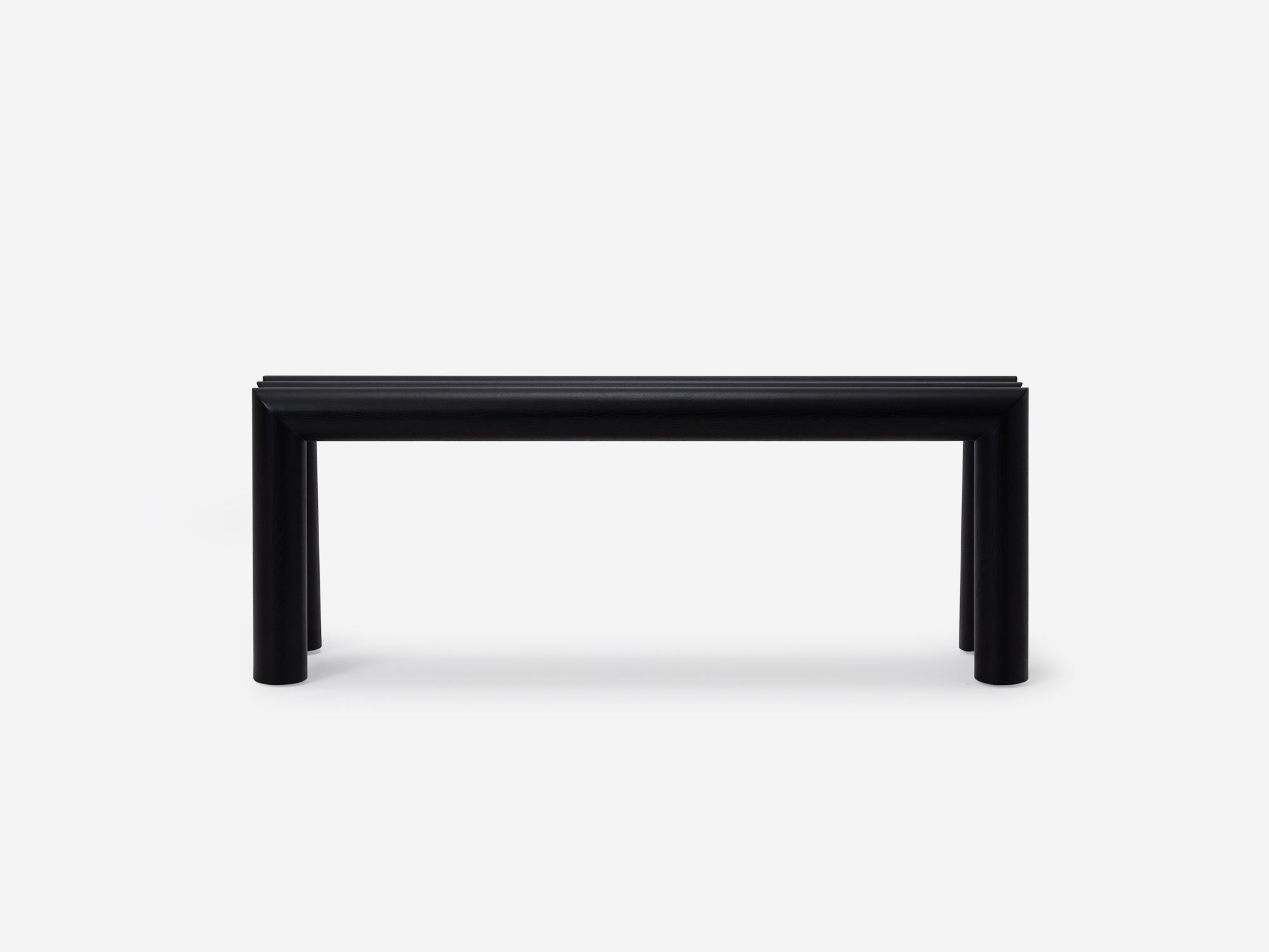 Front view of Biau entryway bench in black ash