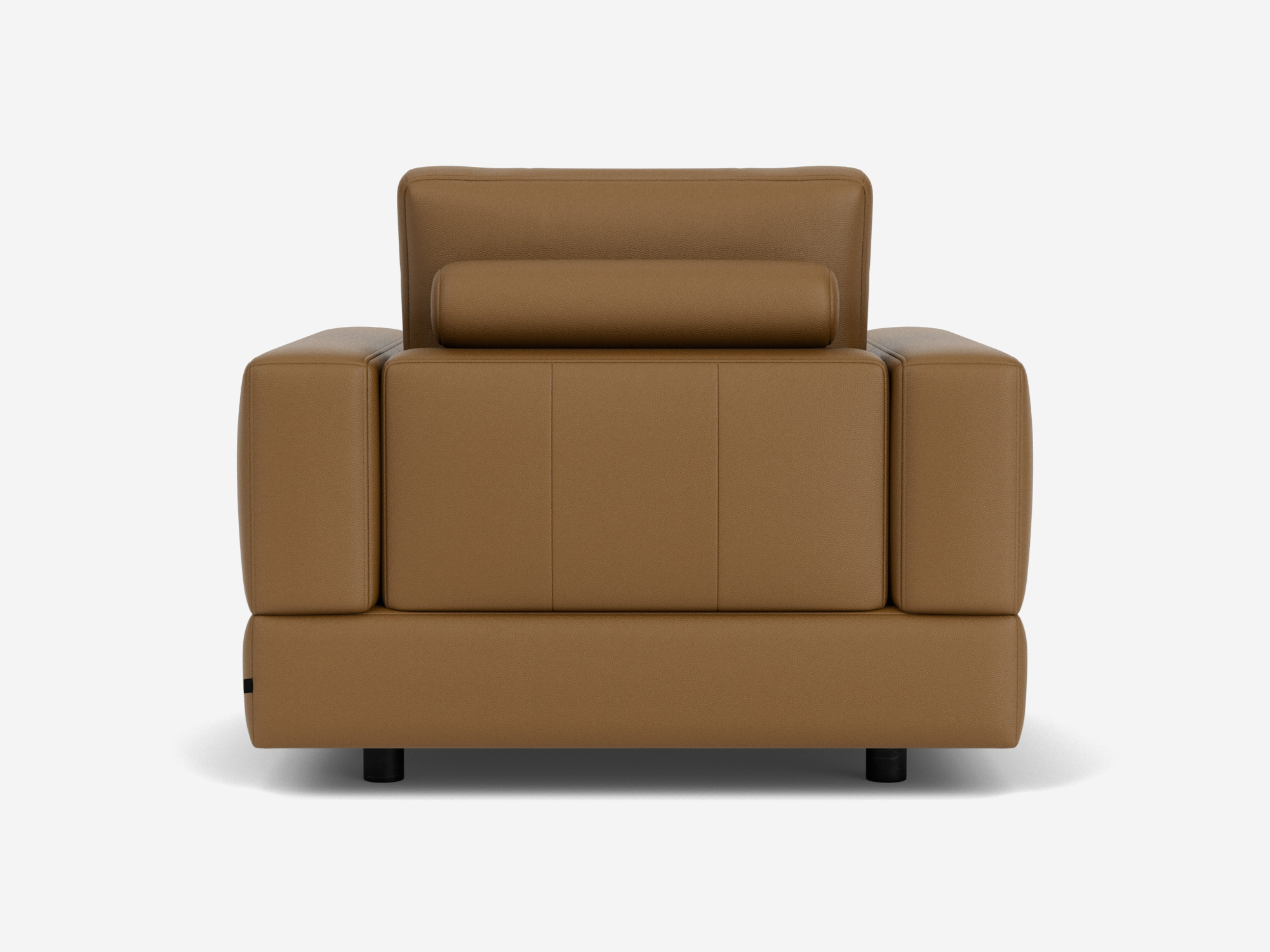 Brown leather armchair back view