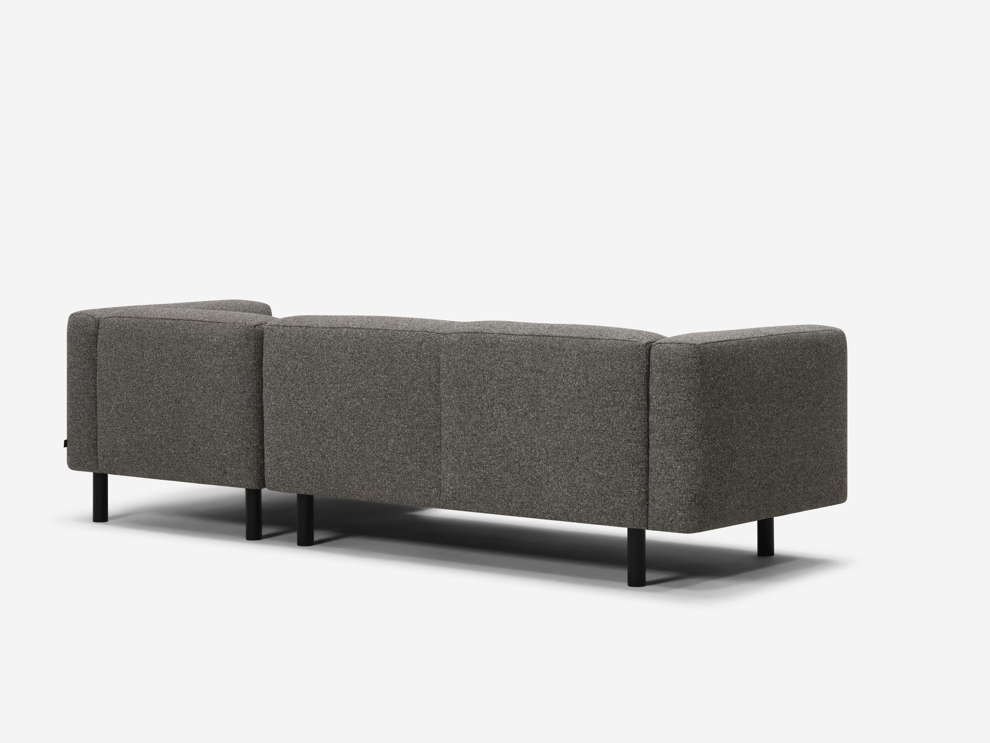 Right back angle view of dark grey sectional