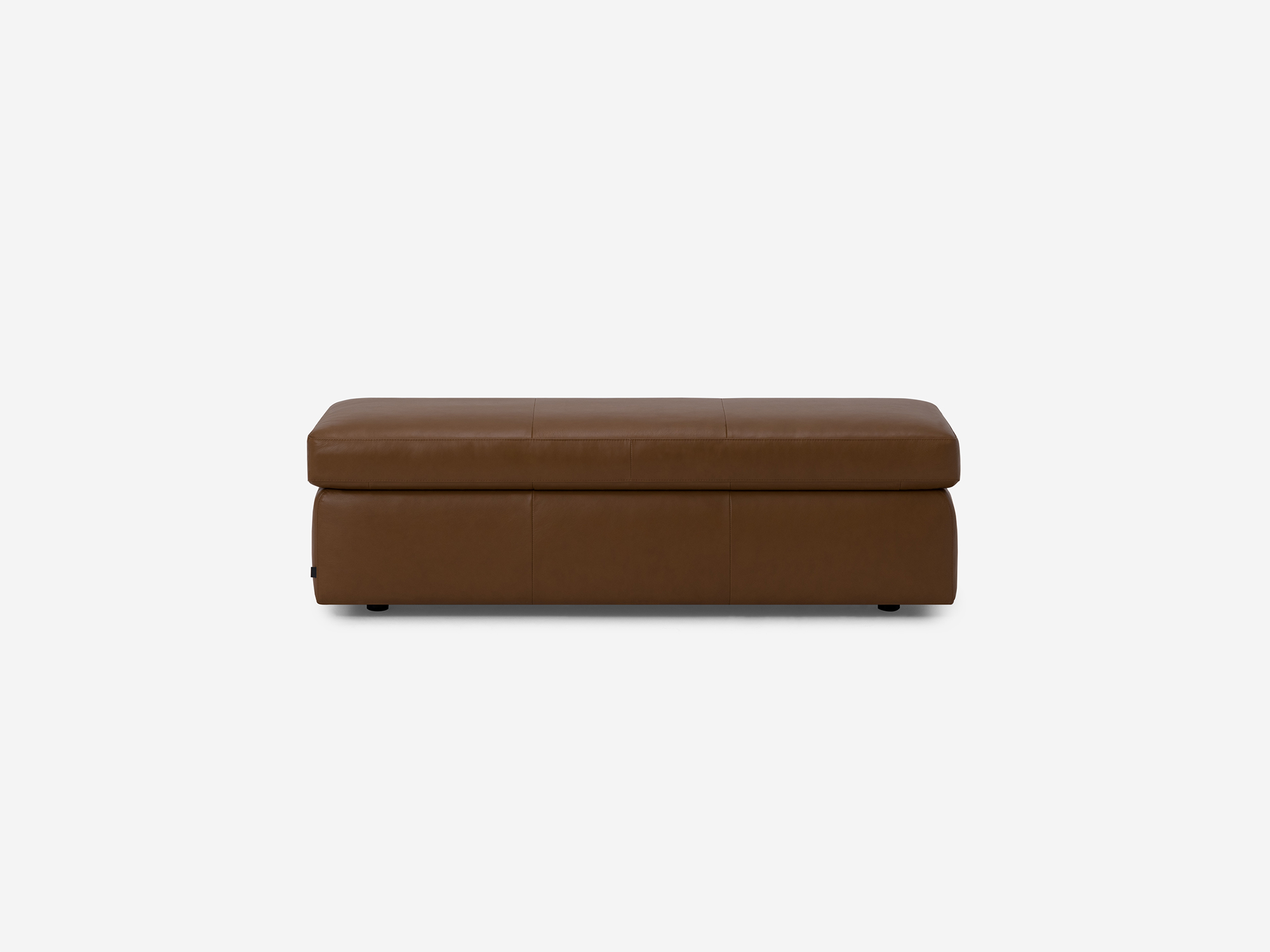 Front view of the Cello medium leather storage bench ottoman