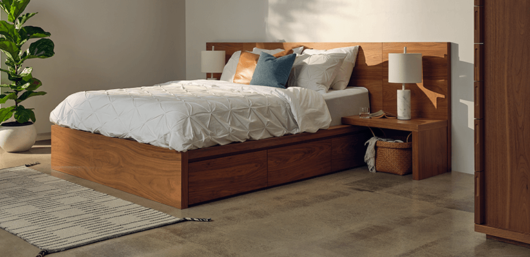 Modern Bedroom Furniture, Modern King Bed With Attached Nightstands