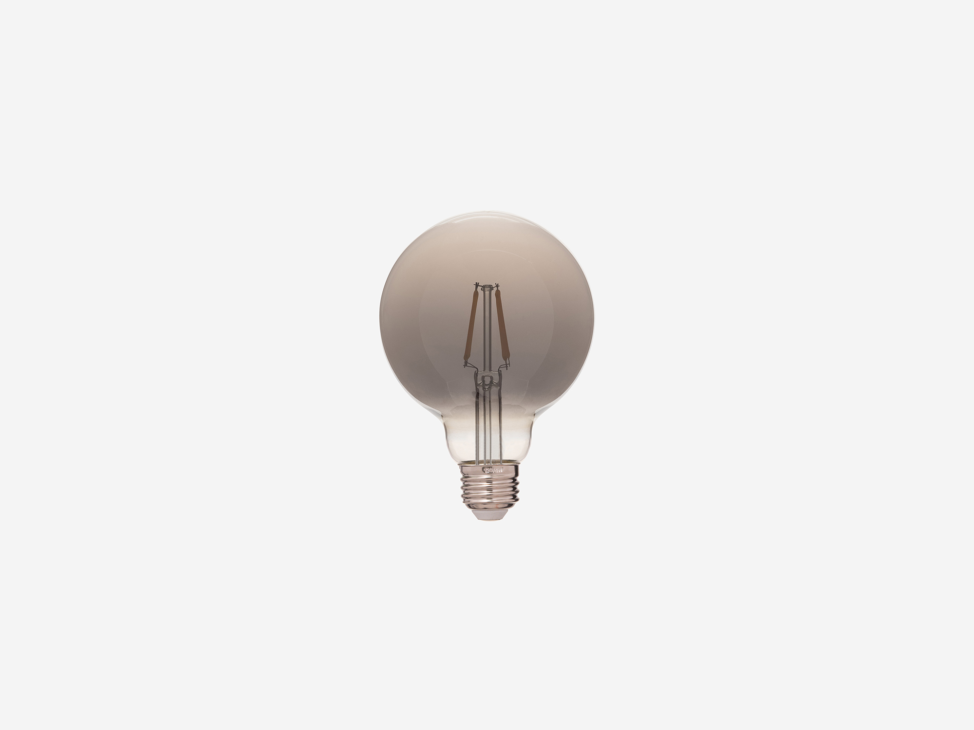 Small round smoked grey edison light bulb