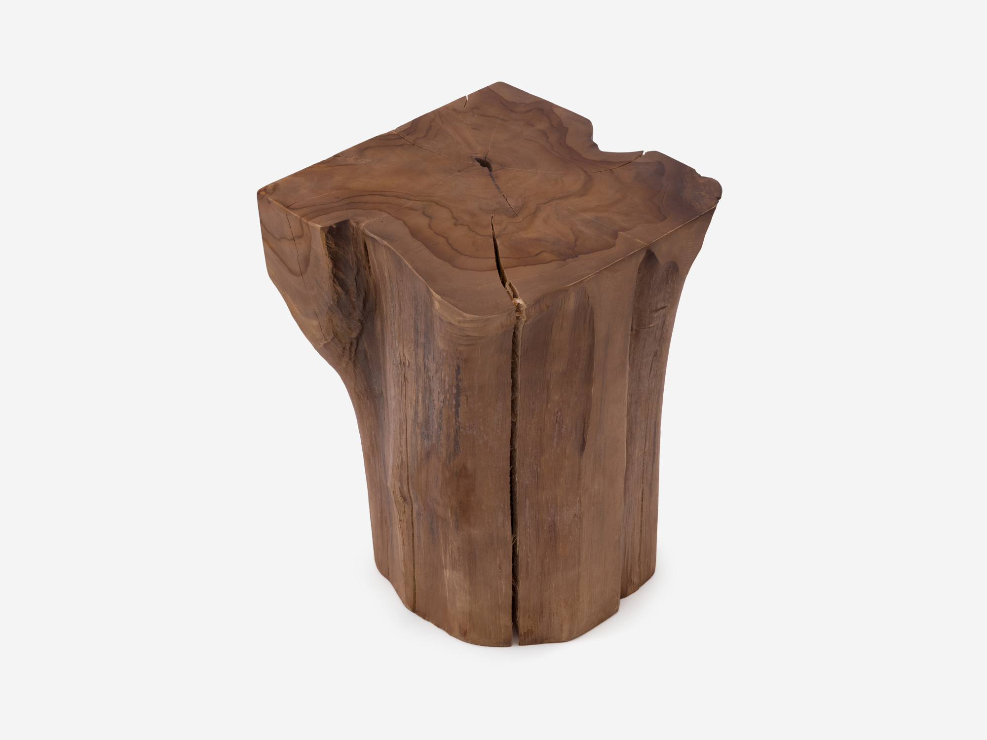 Rectangular solid teak footrest detail view