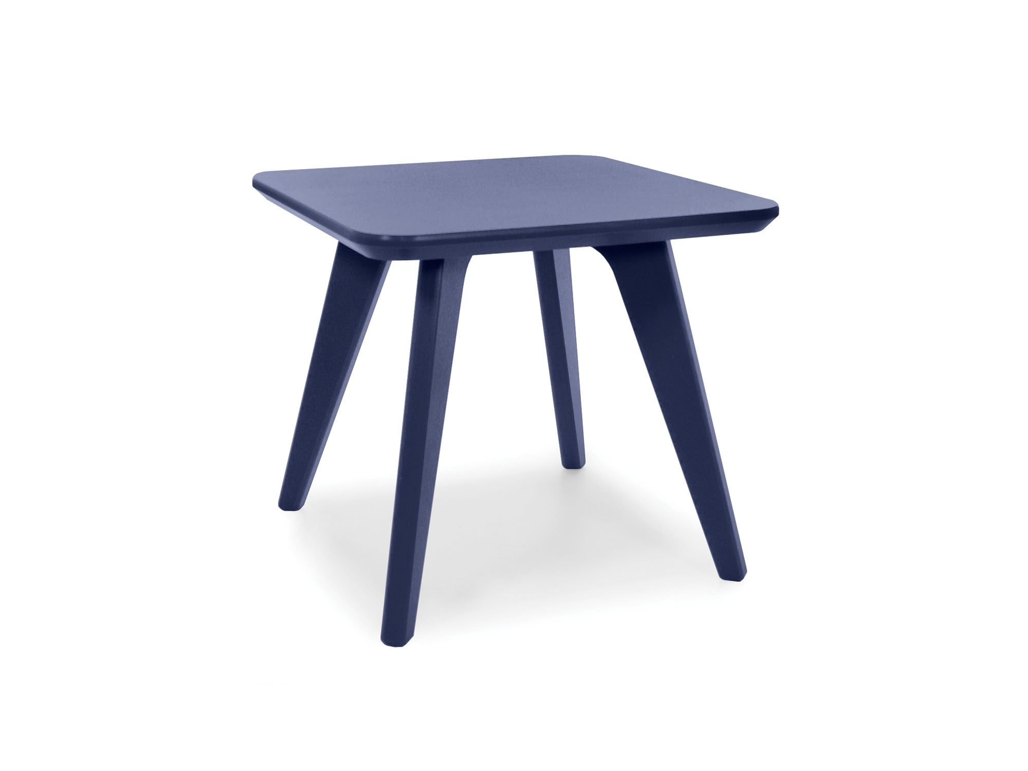 Table de bout carrée satellite de 18 po en bleu marine vue de face