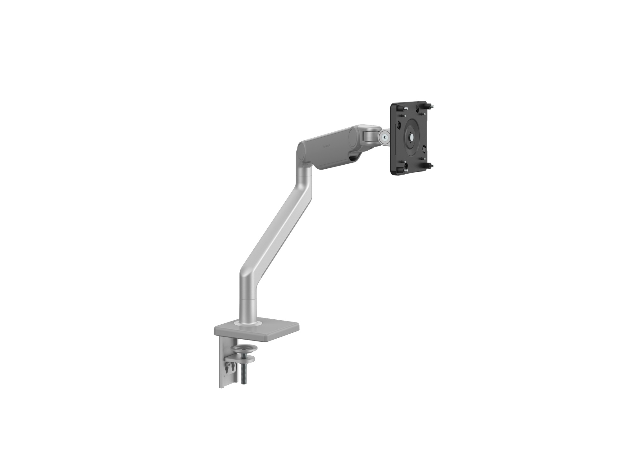 Front view of the Humanscale M2.1 Monitor Arm in silver