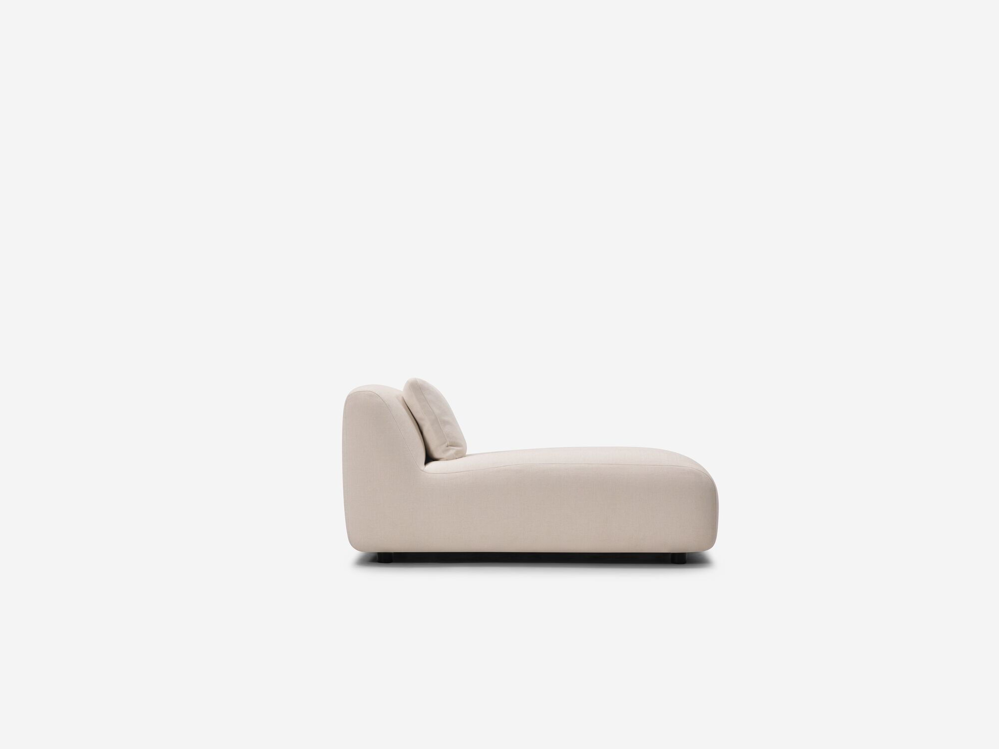 Right side view of white armless chaise