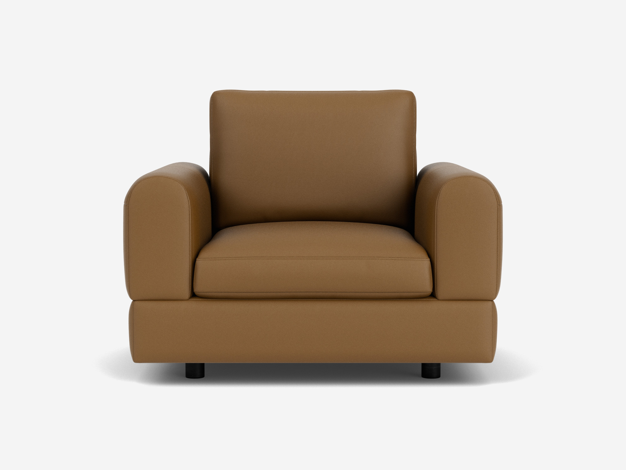 Brown leather armchair front view