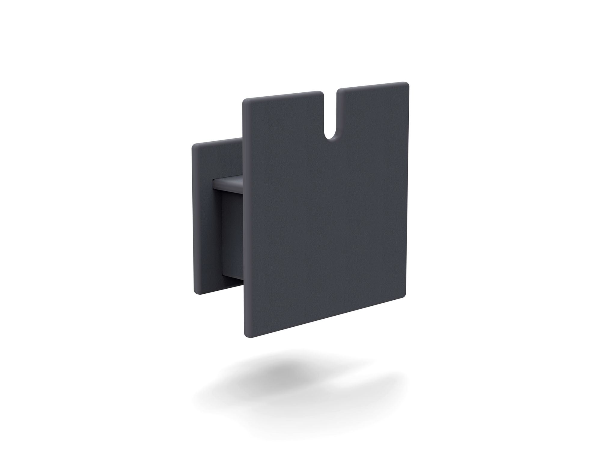 Front angle view of dark grey square hose reel