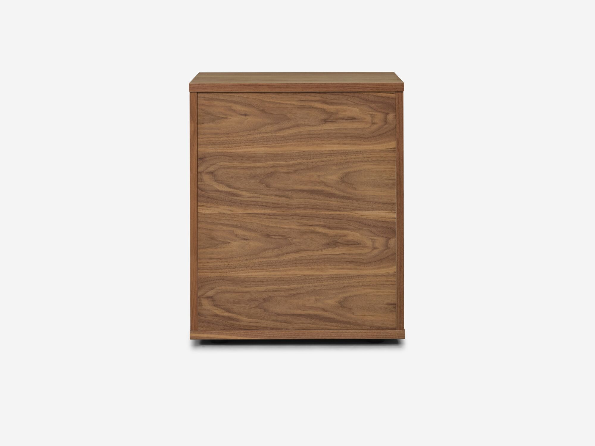 Back view of walnut bookshelf