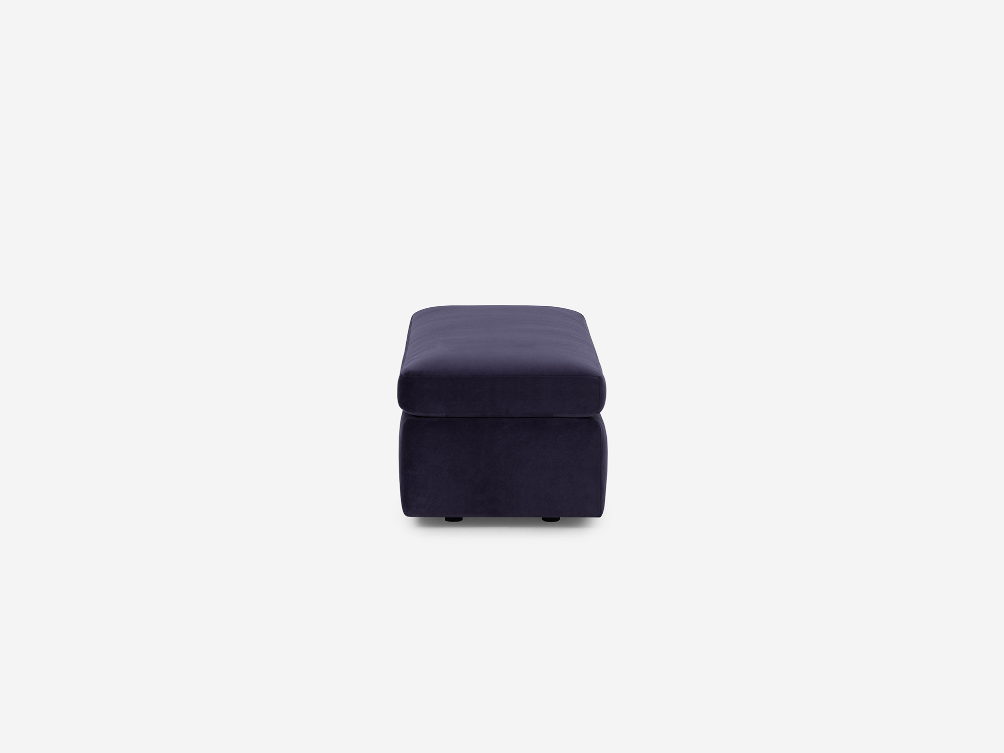 Side view of the Cello small velvet storage bench ottoman