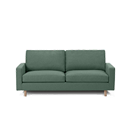 Green modern loveseat front angle view