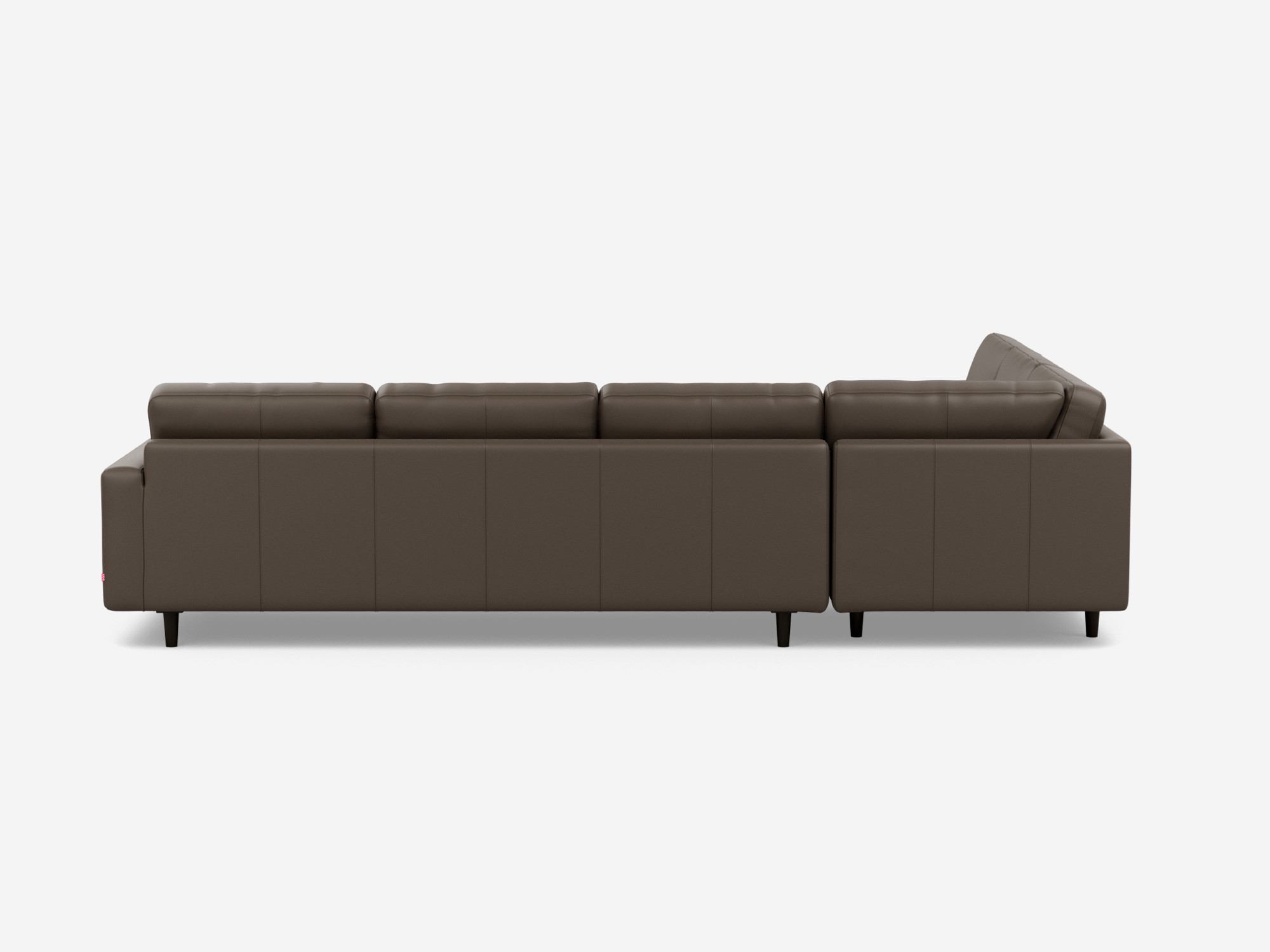 Side view of the Oskar l shape sofa in dark grey leather