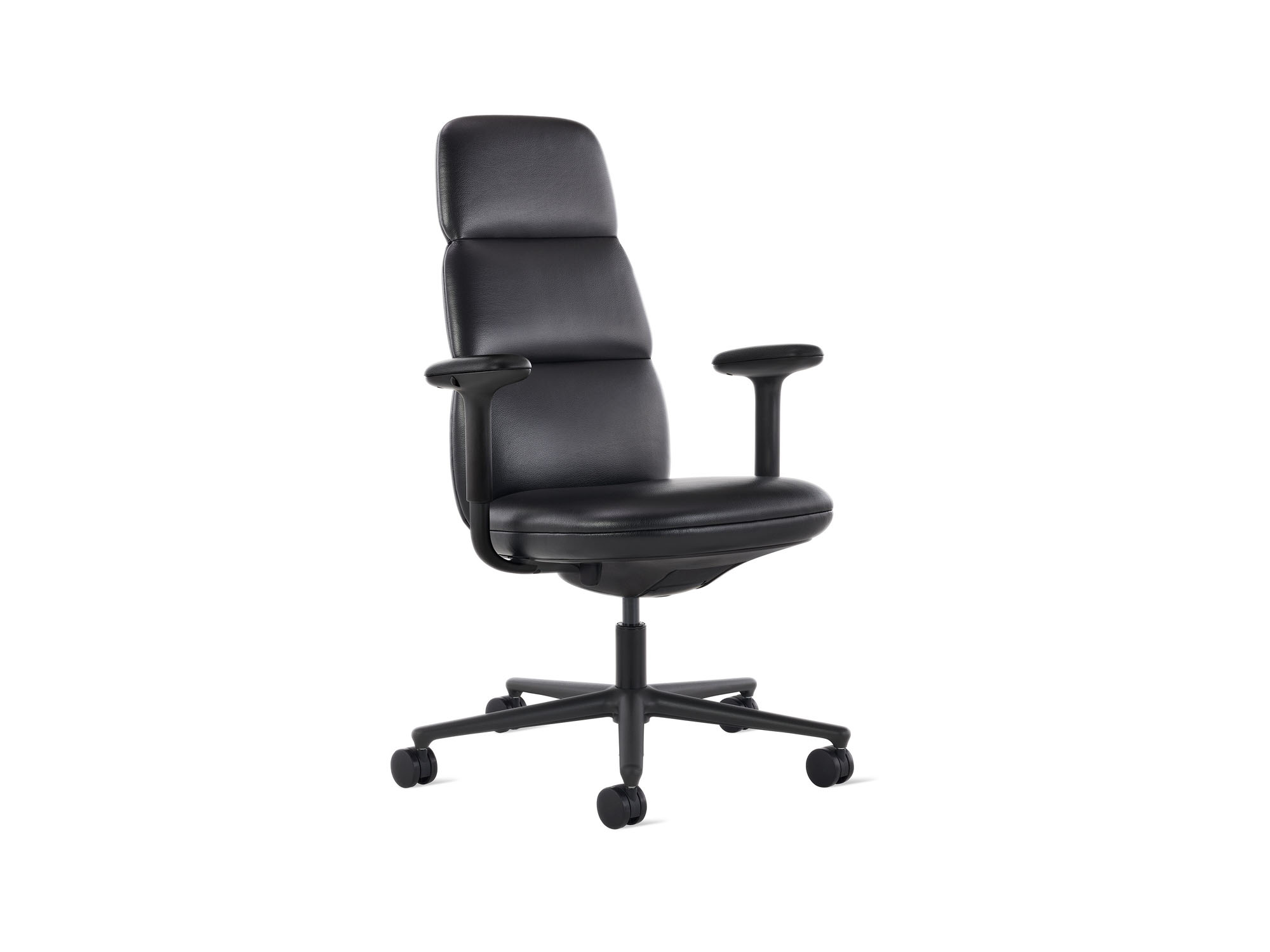 Black herman miller high back asari leather desk chair front view