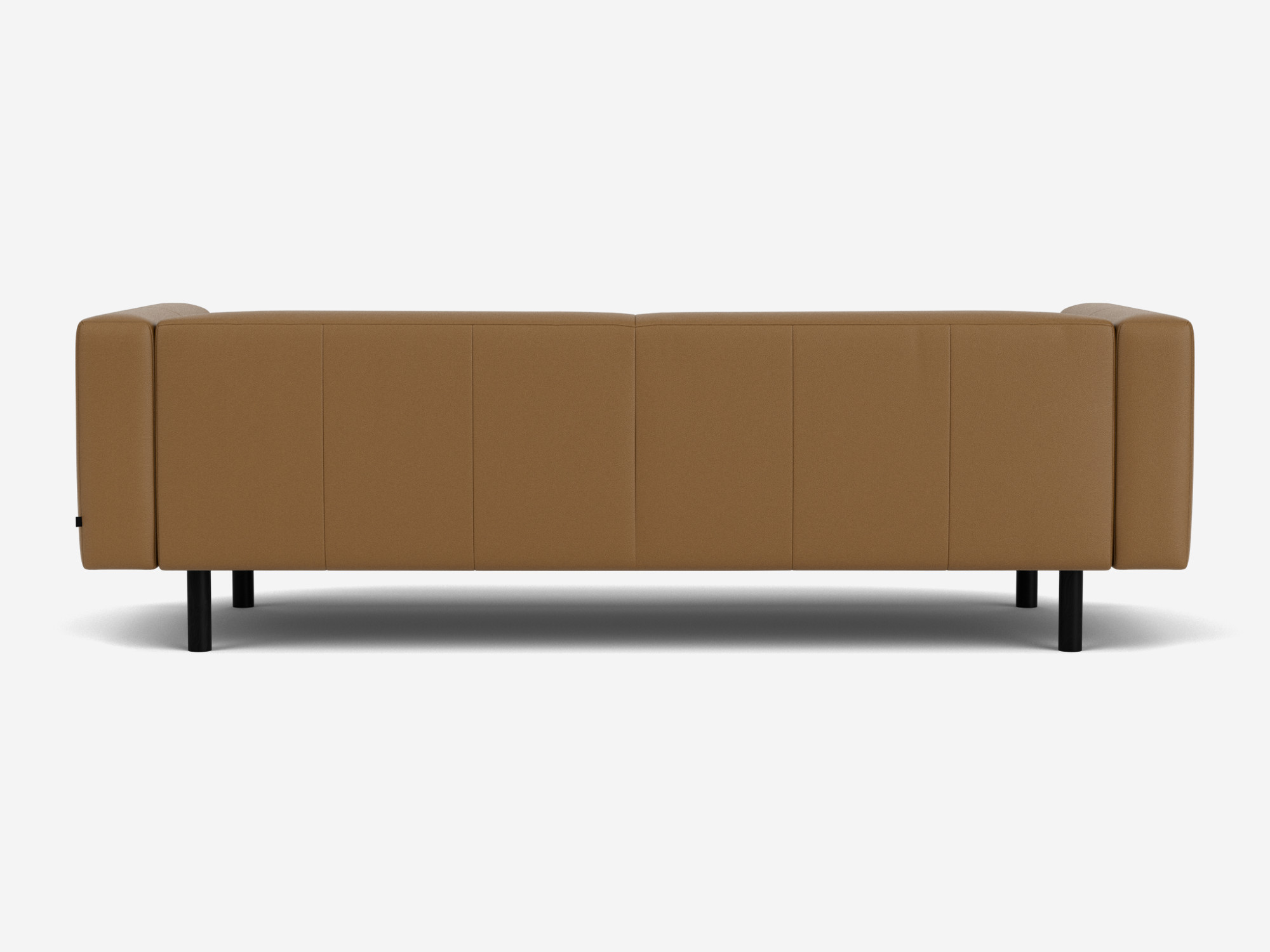 Back view of brown leather sofa