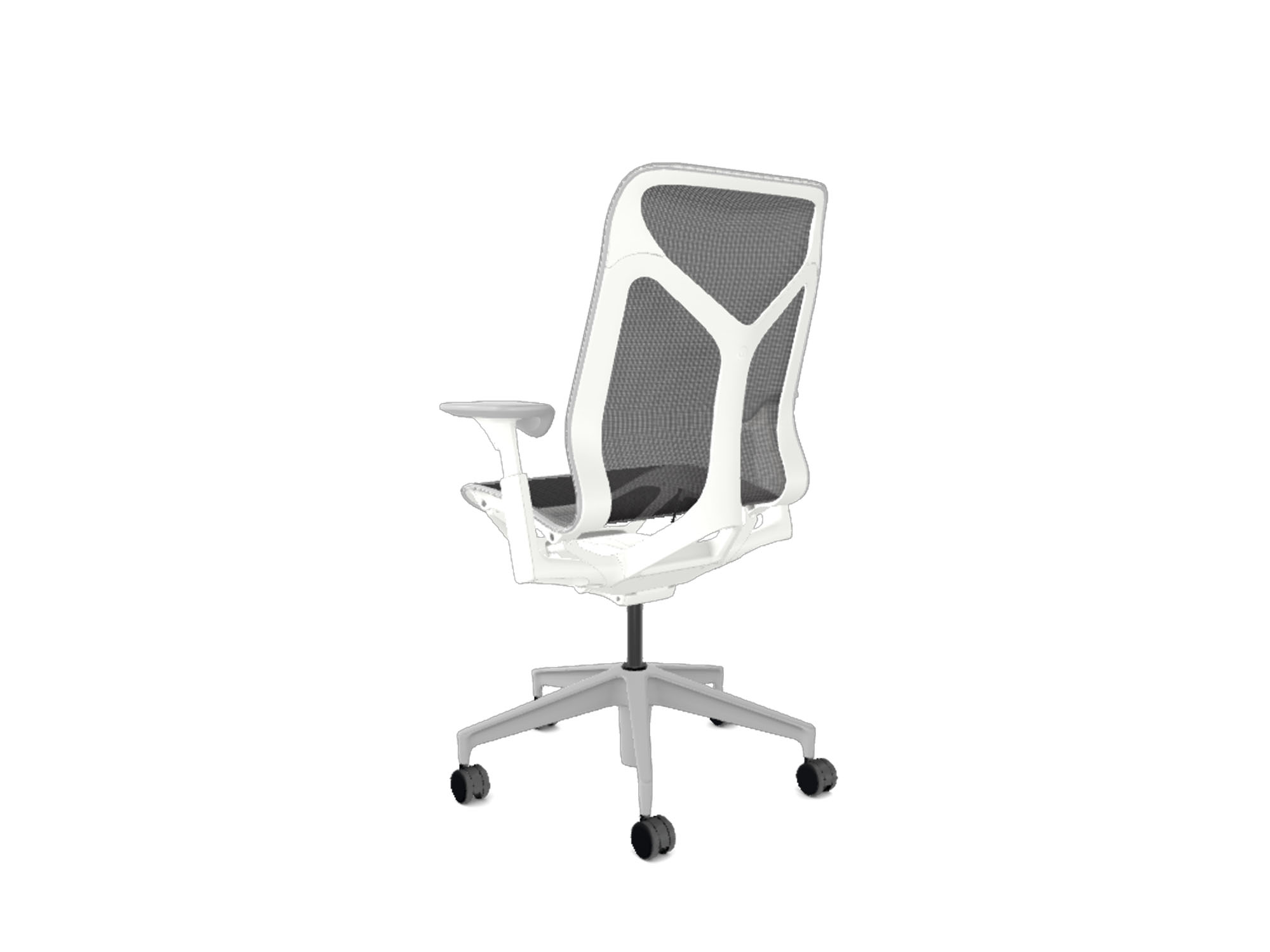 Mid back adjustable arms white cosm ergonomic office chair back view