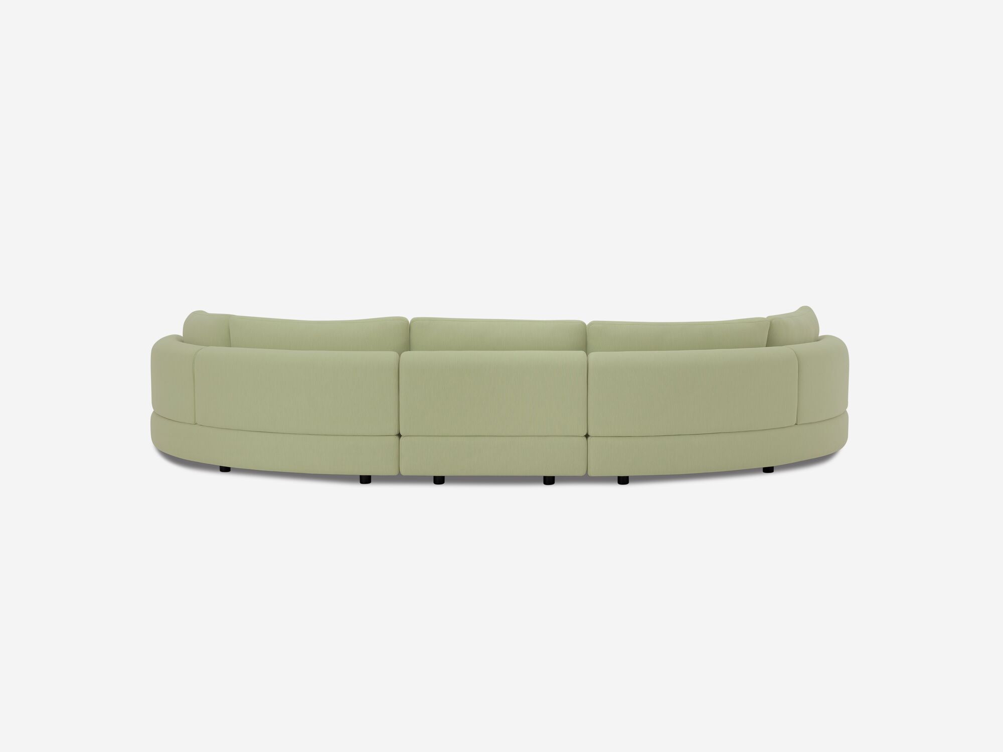 Light green curved sectional sofa back view