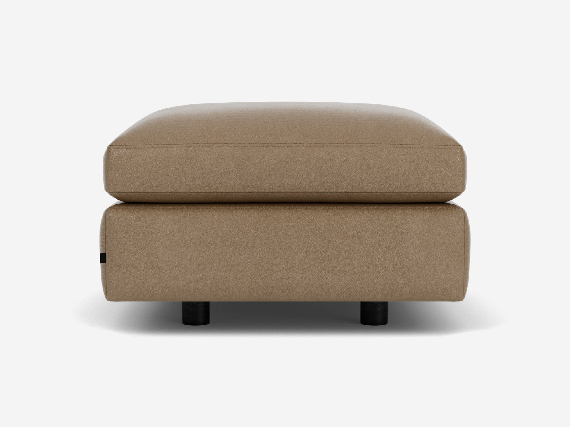 Rectangular brown leather ottoman back view