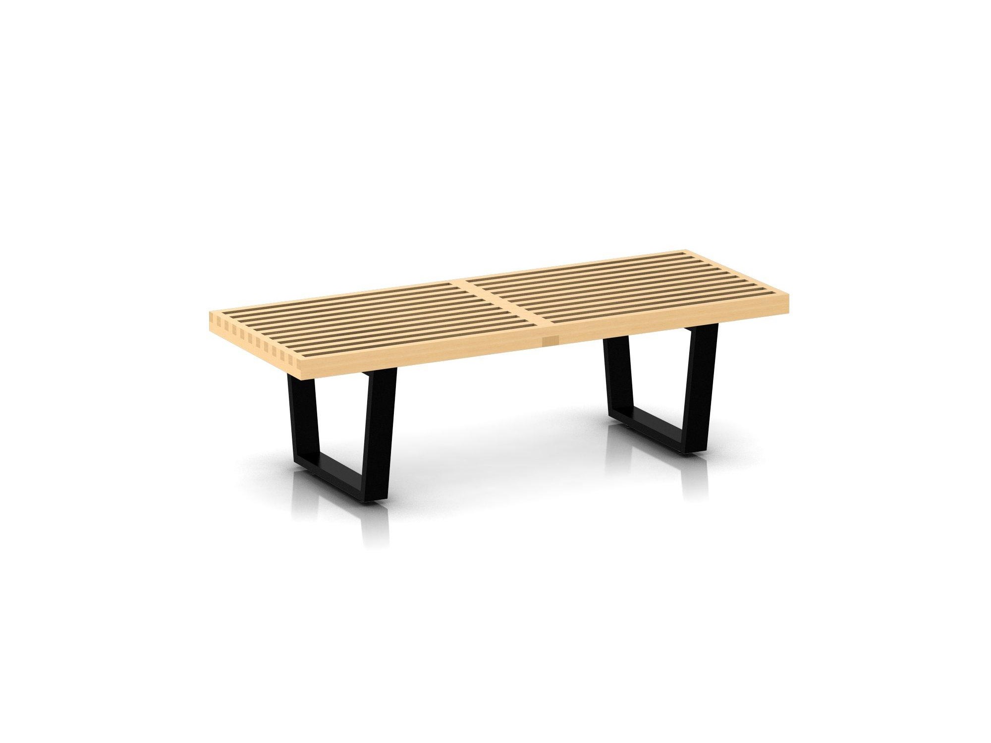 Left angle view of small maple bench with wood legs