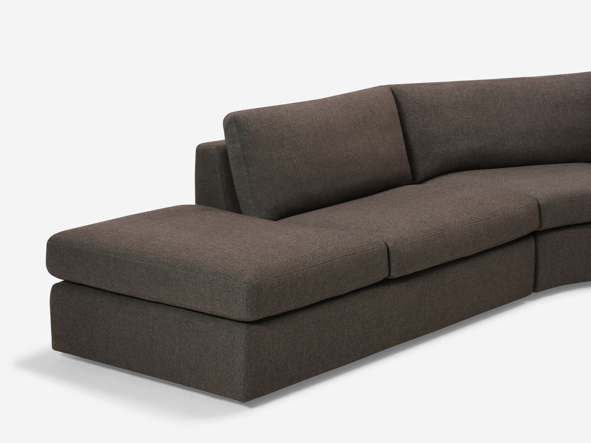 Chaise detail view of charcoal reclining sectional