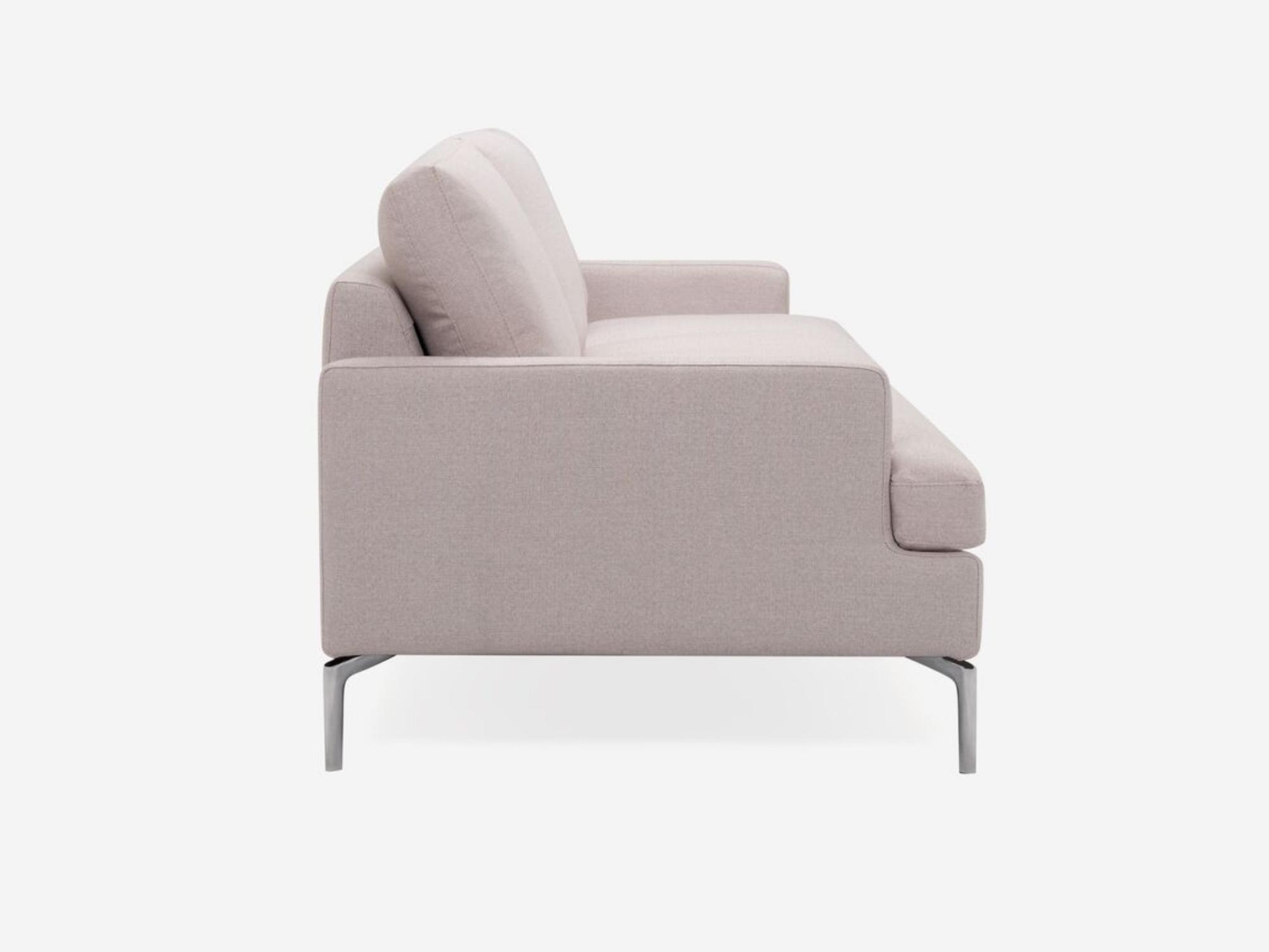 Side view of the mid century modern Eve Sofa in white fabric